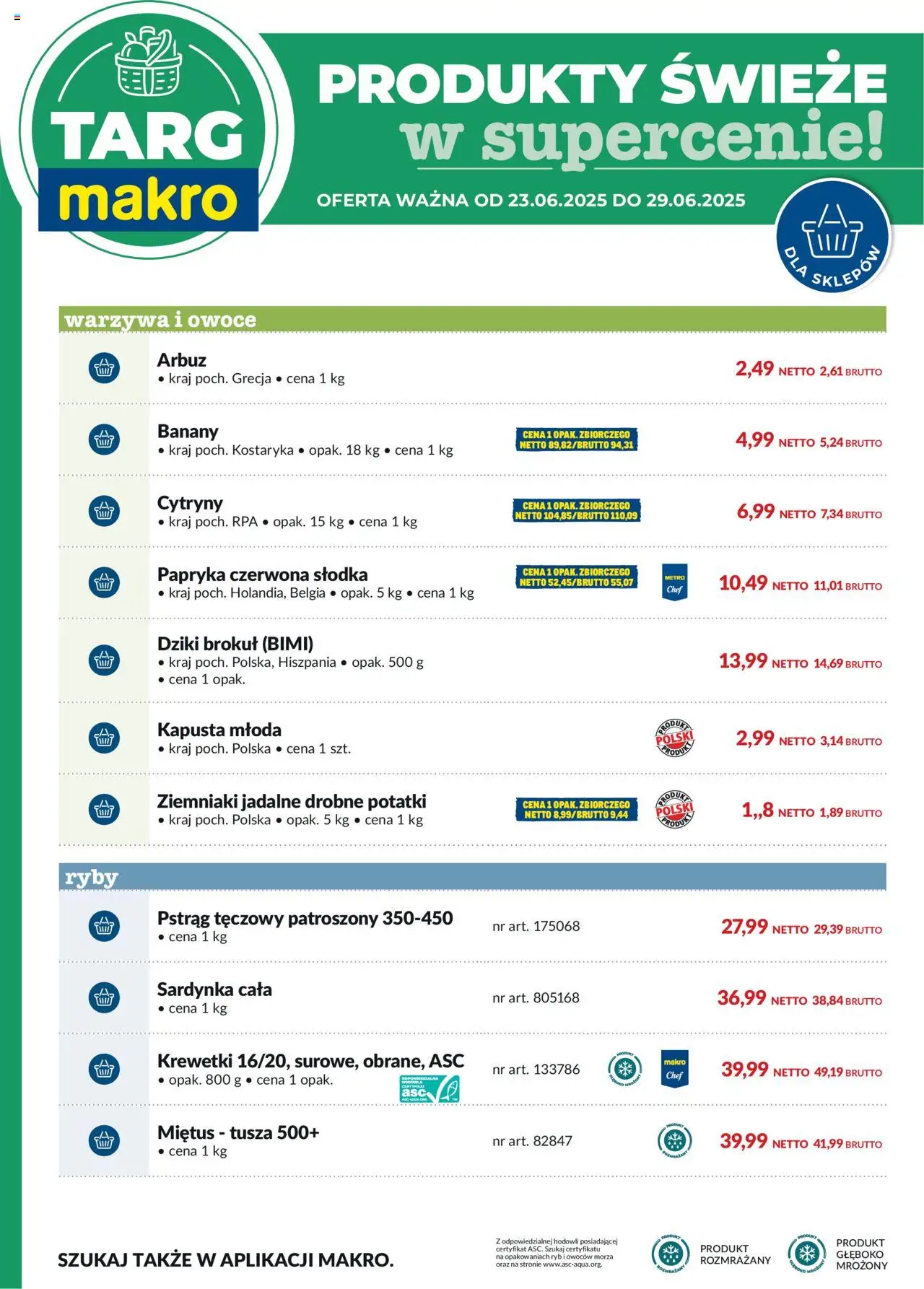 Makro Gazetka - Oferta świeża w super cenach od 23.06.2025 | Strona: 7 | Produkty: Kapusta, Brokuł, Banany, Owoce