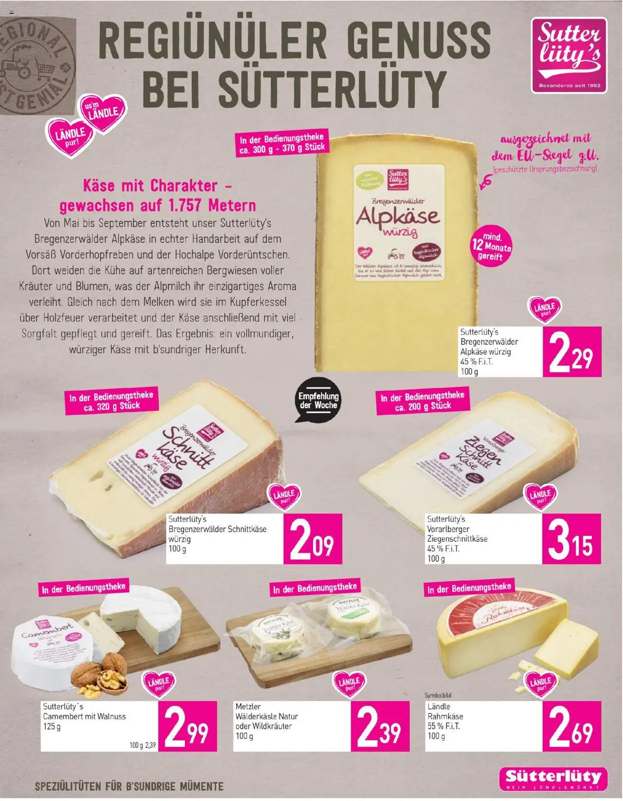 Sutterlüty Flugblatt gültig ab 14.08.2025 | Seite: 11 | Produkte: Käse