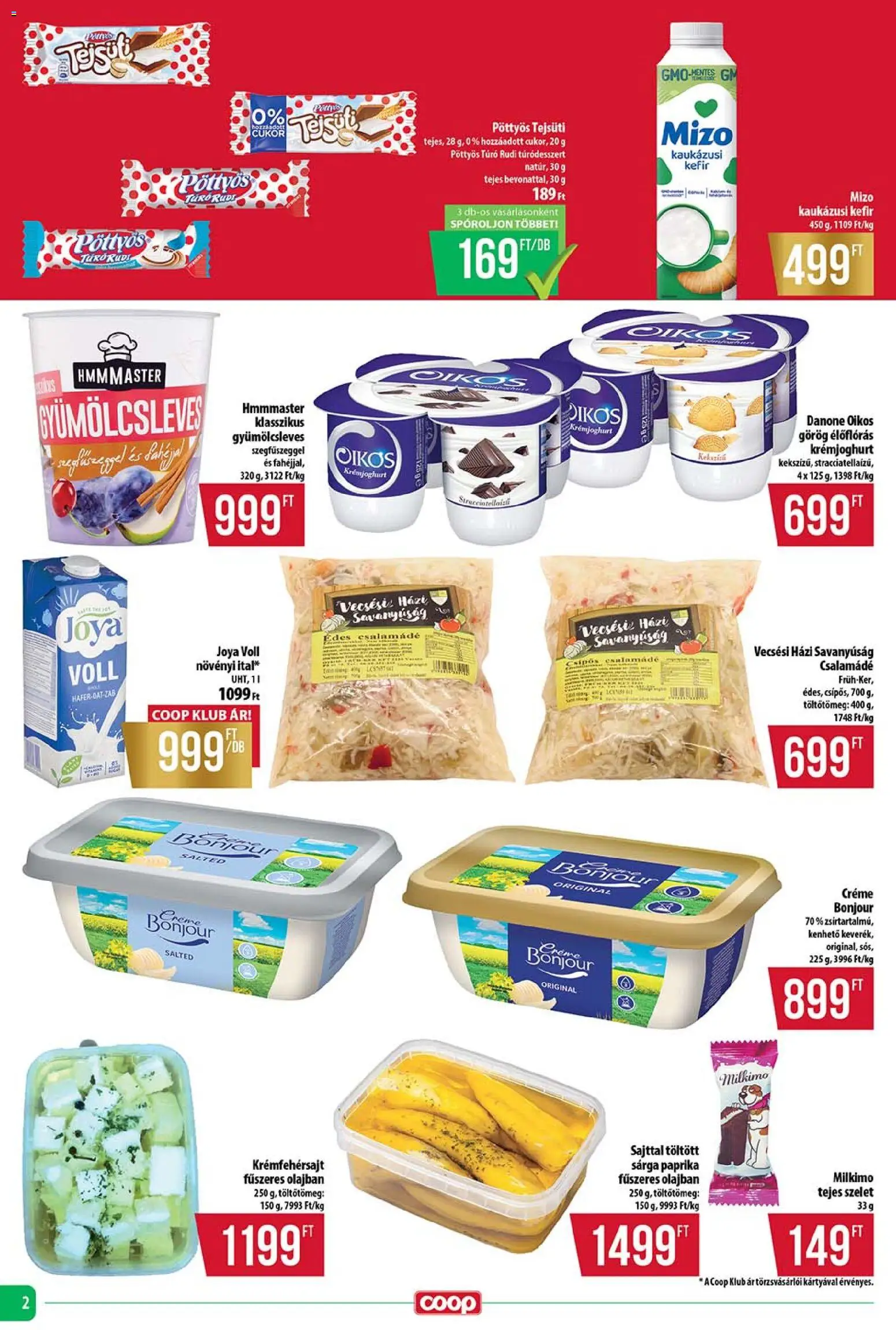 COOP akciós ujság - amely érvényes a következő dátumtól: 15.01.2026 | Oldal: 2 | Termékek: Kefir, Túró rudi, Kaukázusi kefír, Túró