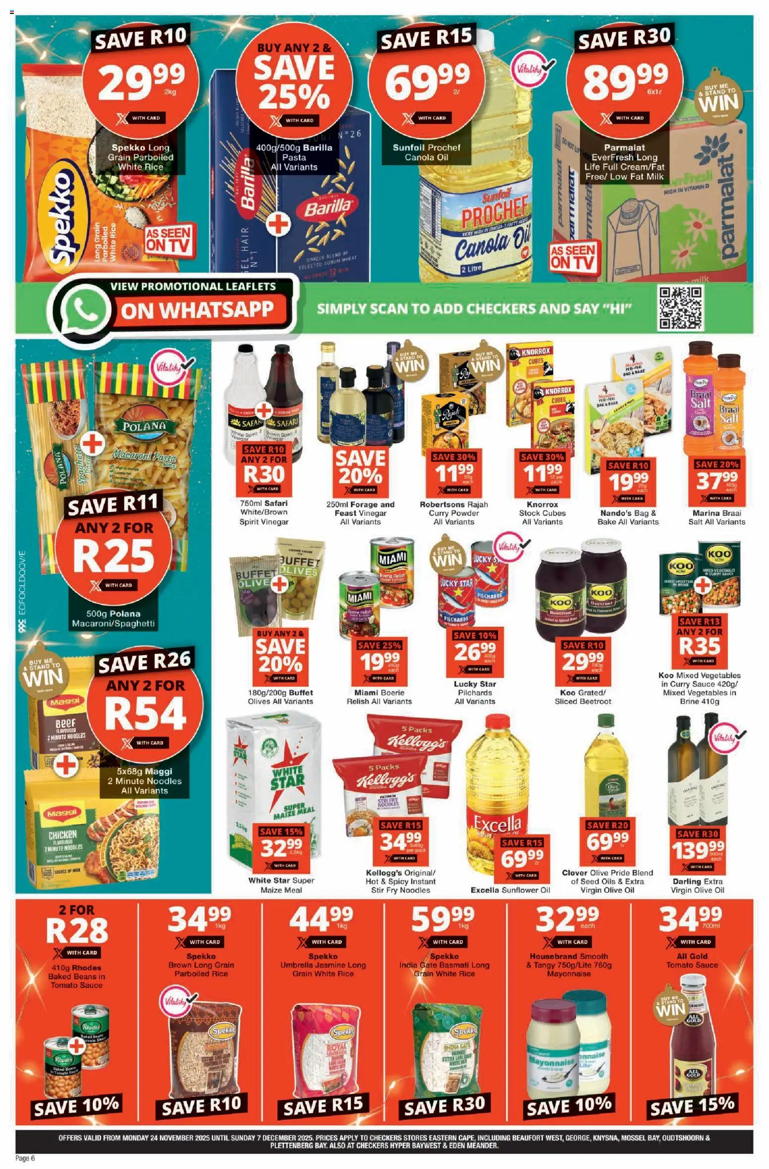 New Checkers catalogue – valid from 24.11.2025 | Page: 6 | Products: Beans, TV, Milk, Stock
