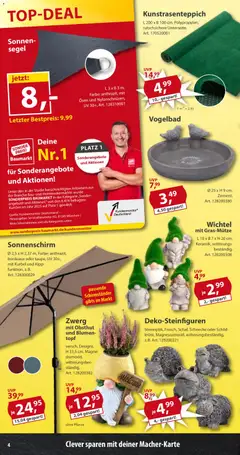 Sonderpreis Baumarkt Prospekt 	 ab 11.04.2026 gültig | Seite: 4 | Produkte: Blumen, Schirmständer, Sonnenschirm