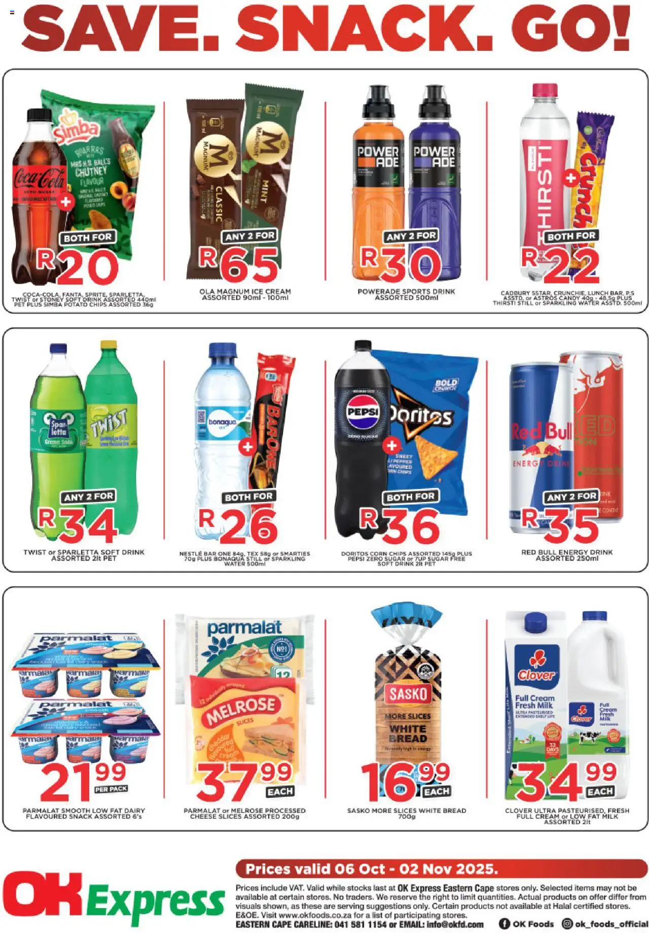 New OK Foods catalogue – valid from 06.10.2025 | Page: 1 | Products: Corn, Milk, Stoney, Water