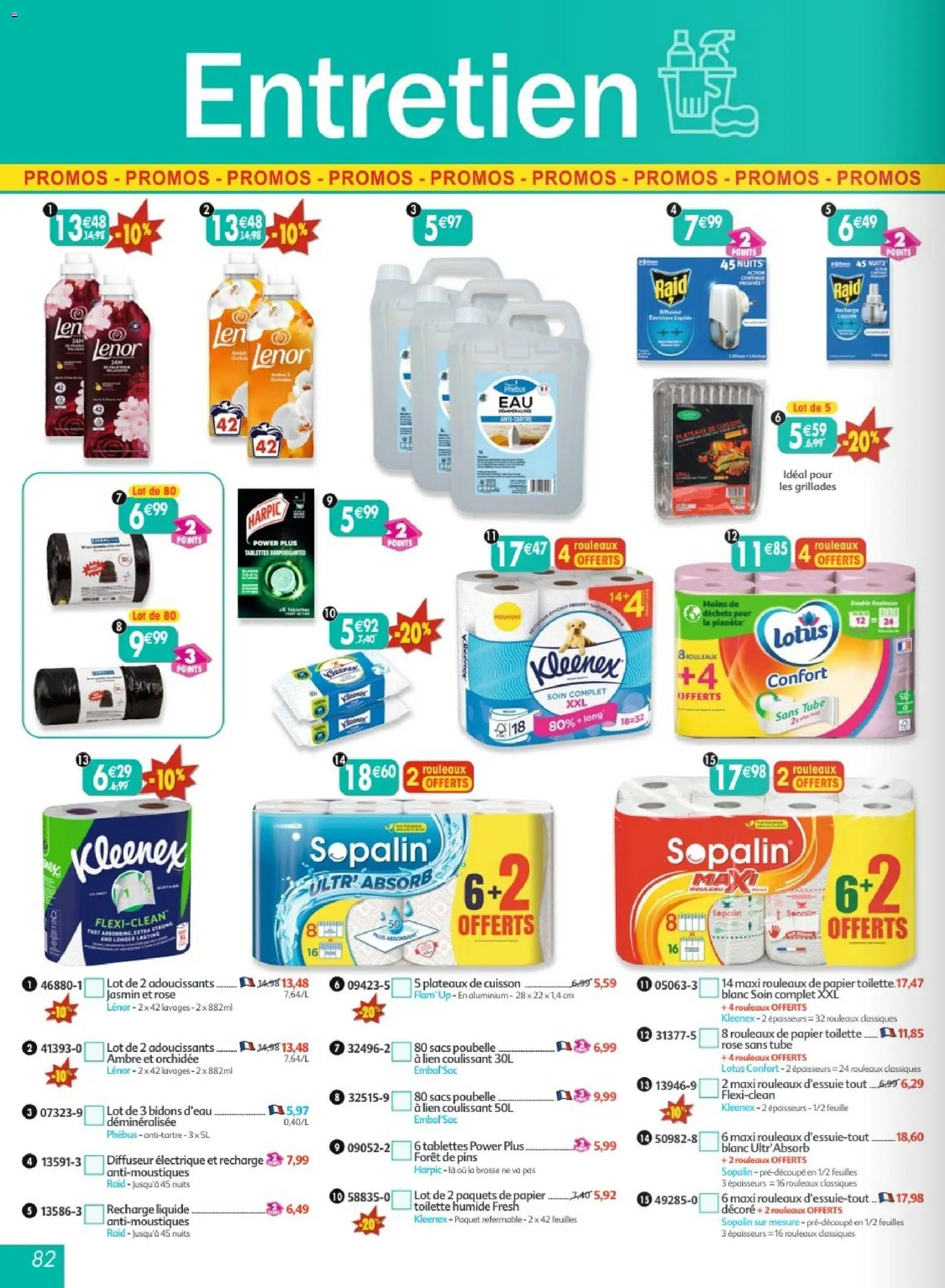 {H1} | Page: 82 | Produits: Poubelle, Lenor, Orchidée, Sacs poubelle