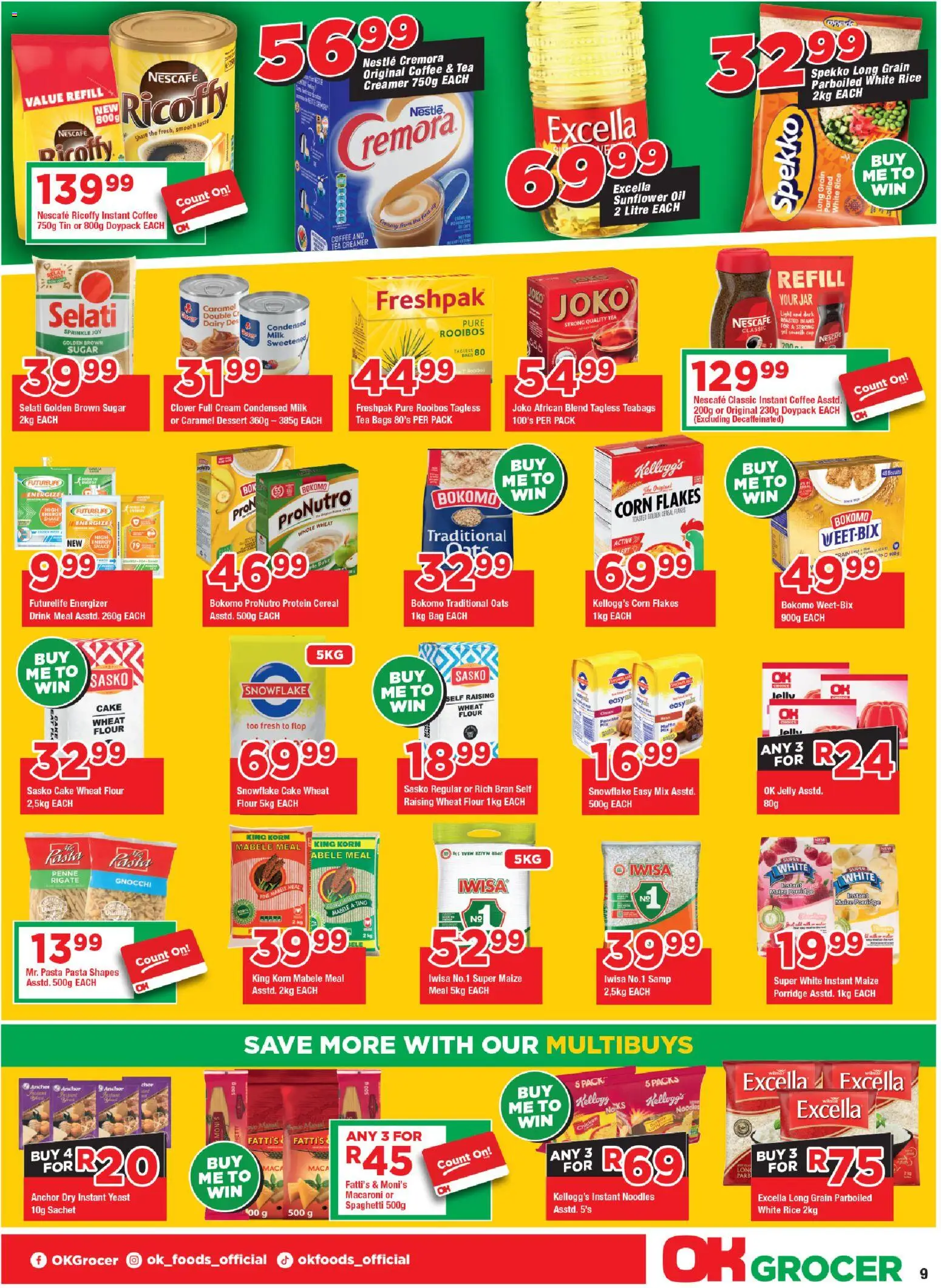 New OK Foods catalogue – valid from 21.01.2026 | Page: 9 | Products: Flour, Boots, Oil, Noodles