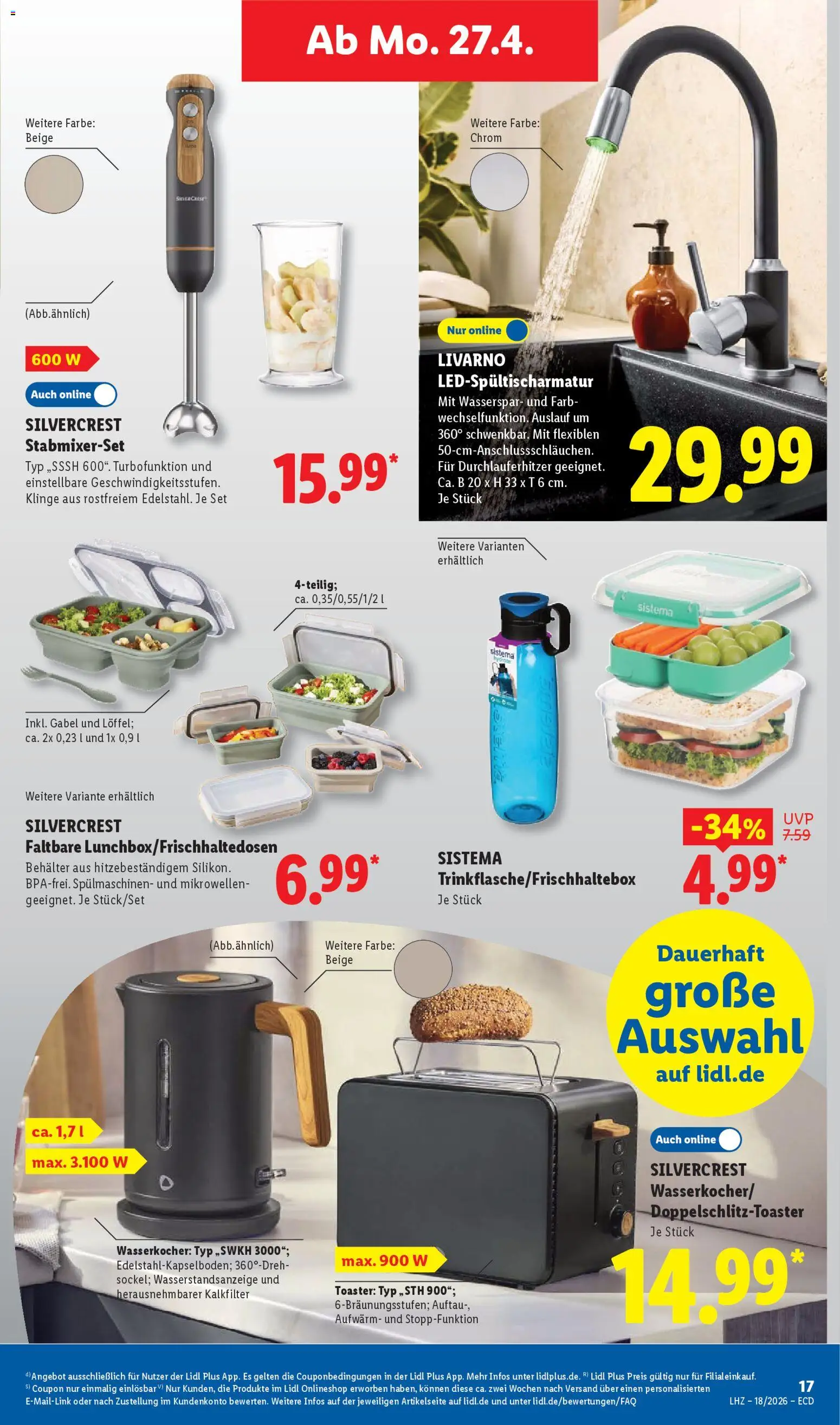 Lidl Prospekt – gültig ab 27.04.2026 | Seite: 33 | Produkte: Wasserkocher, Toaster