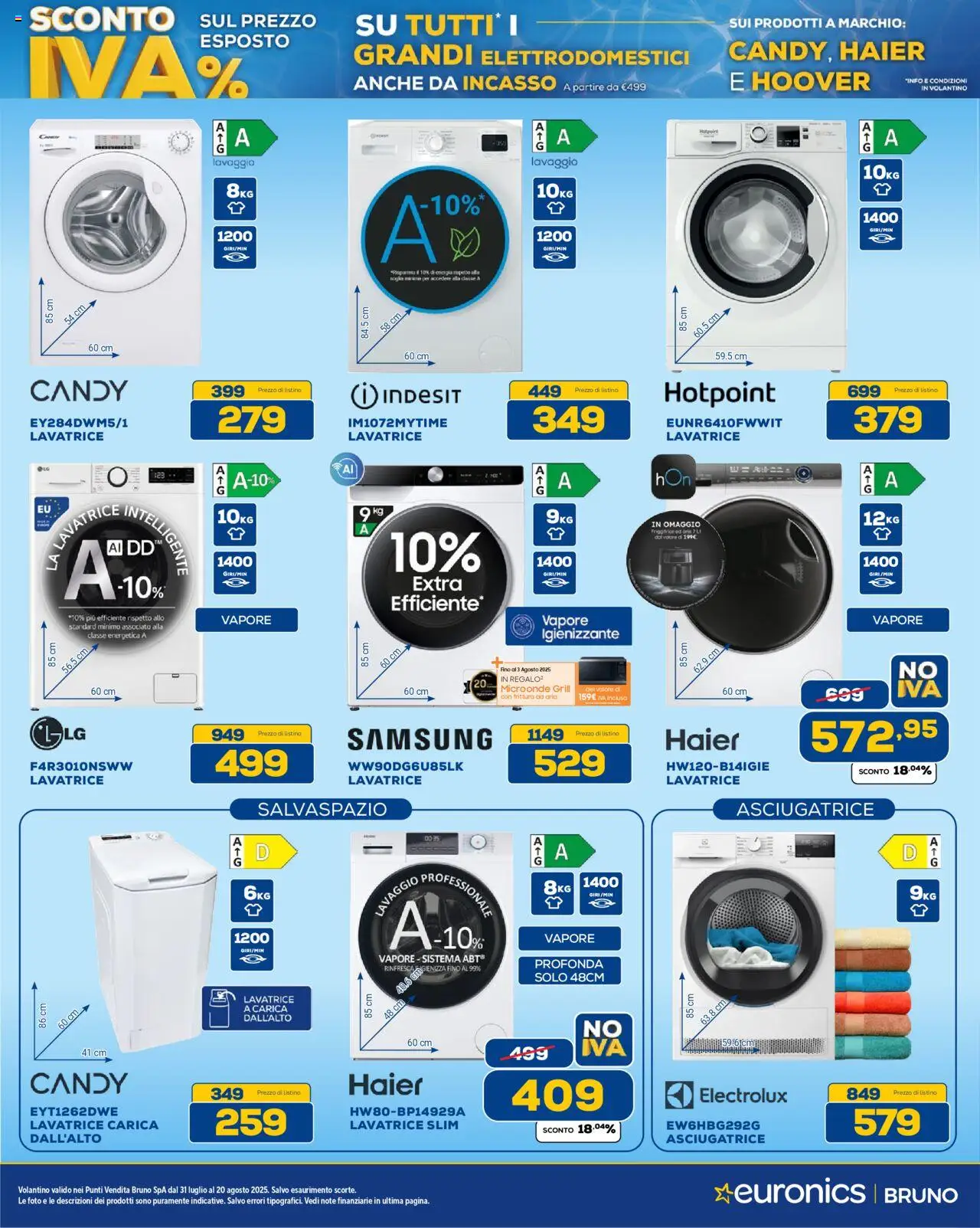 Volantino Euronics del 31.07.2025 | Pagina: 30 | Prodotti: Microonde, Lavatrice, Asciugatrice, Friggitrice
