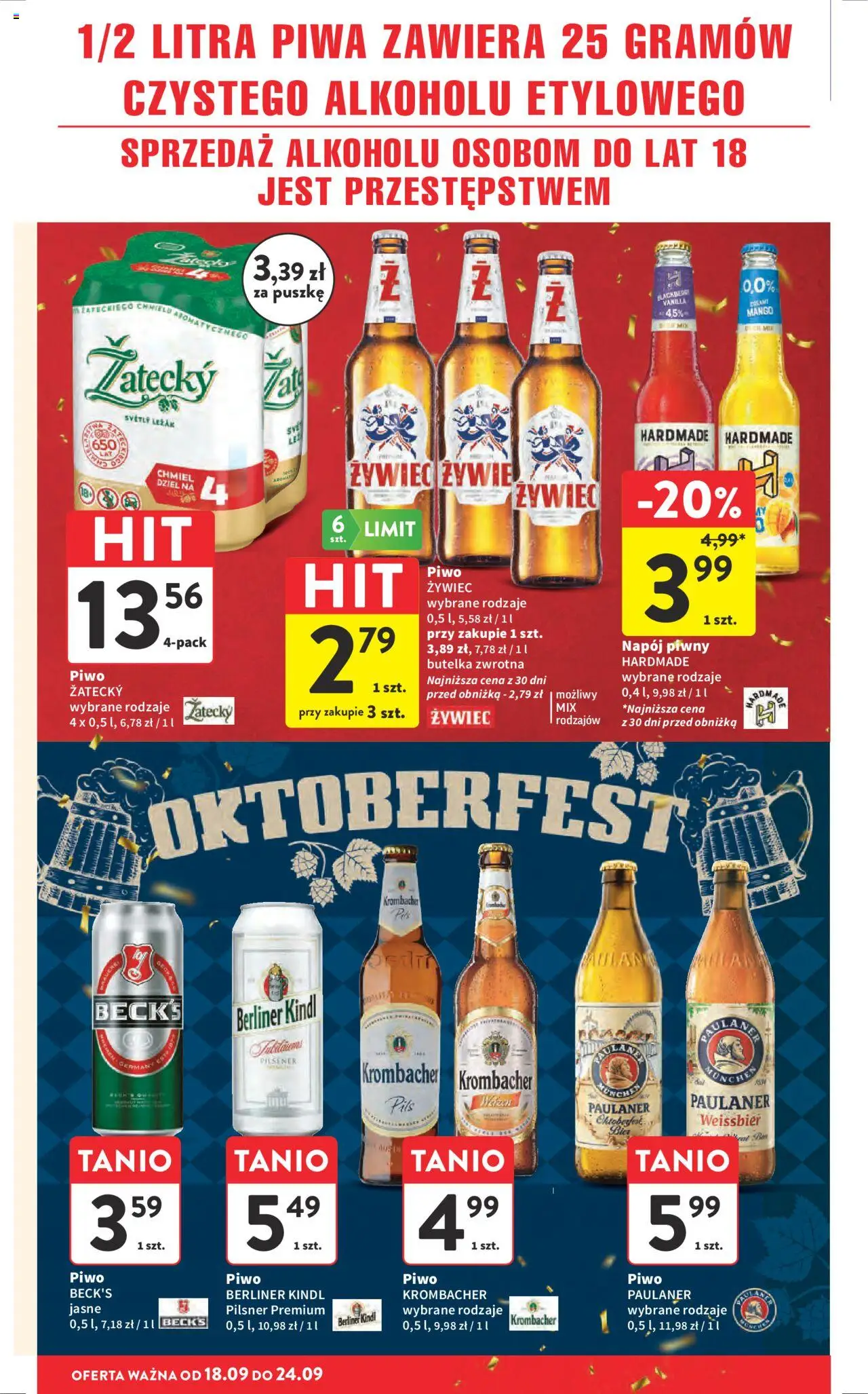 Intermarche Gazetka od 18.09.2025 | Strona: 40 | Produkty: Mango, Leżak, Piwo