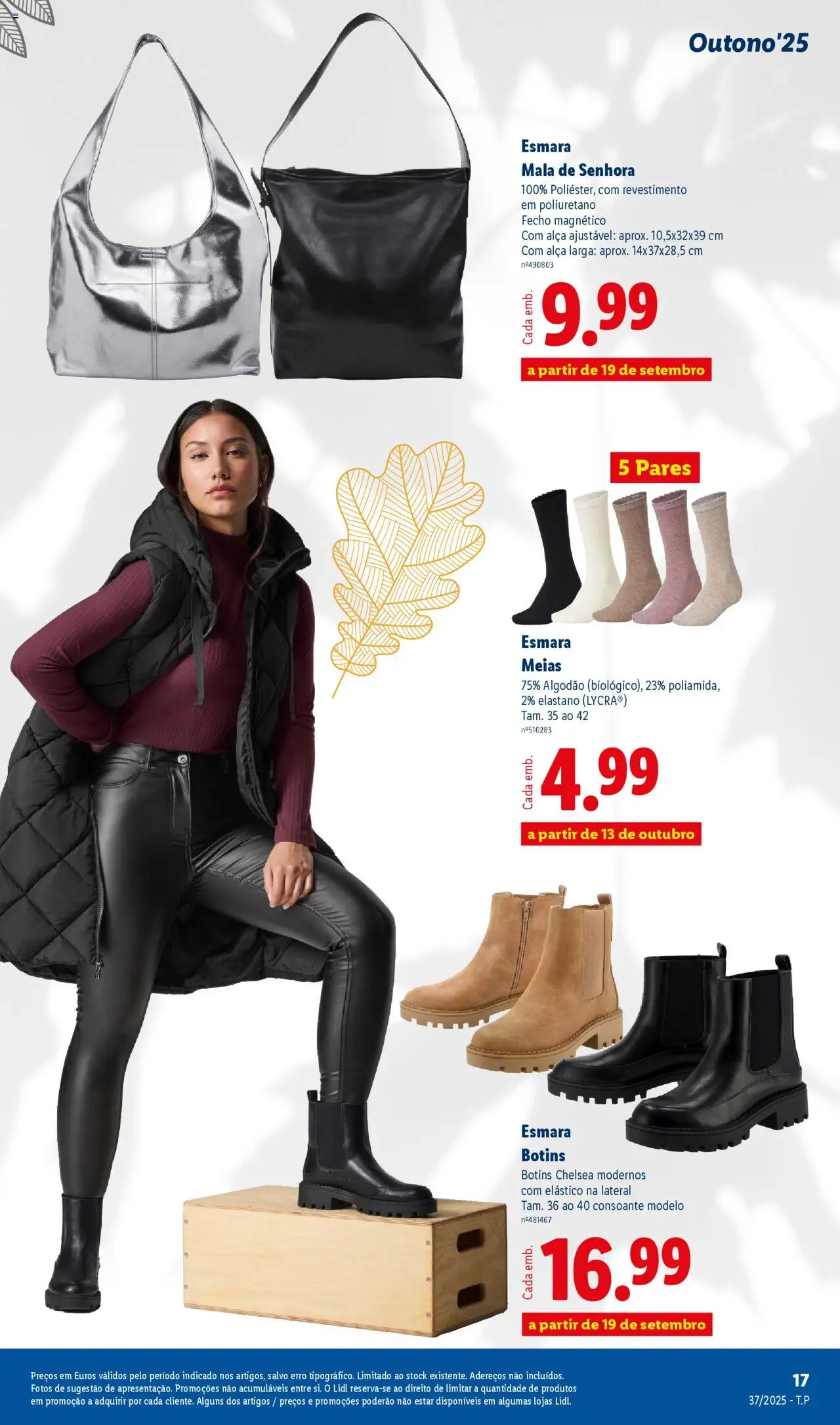 Lidl - Coleção Outono │ válido de 08.09.2025 | Página: 17 | Produtos: Algodão, Botins, Meias