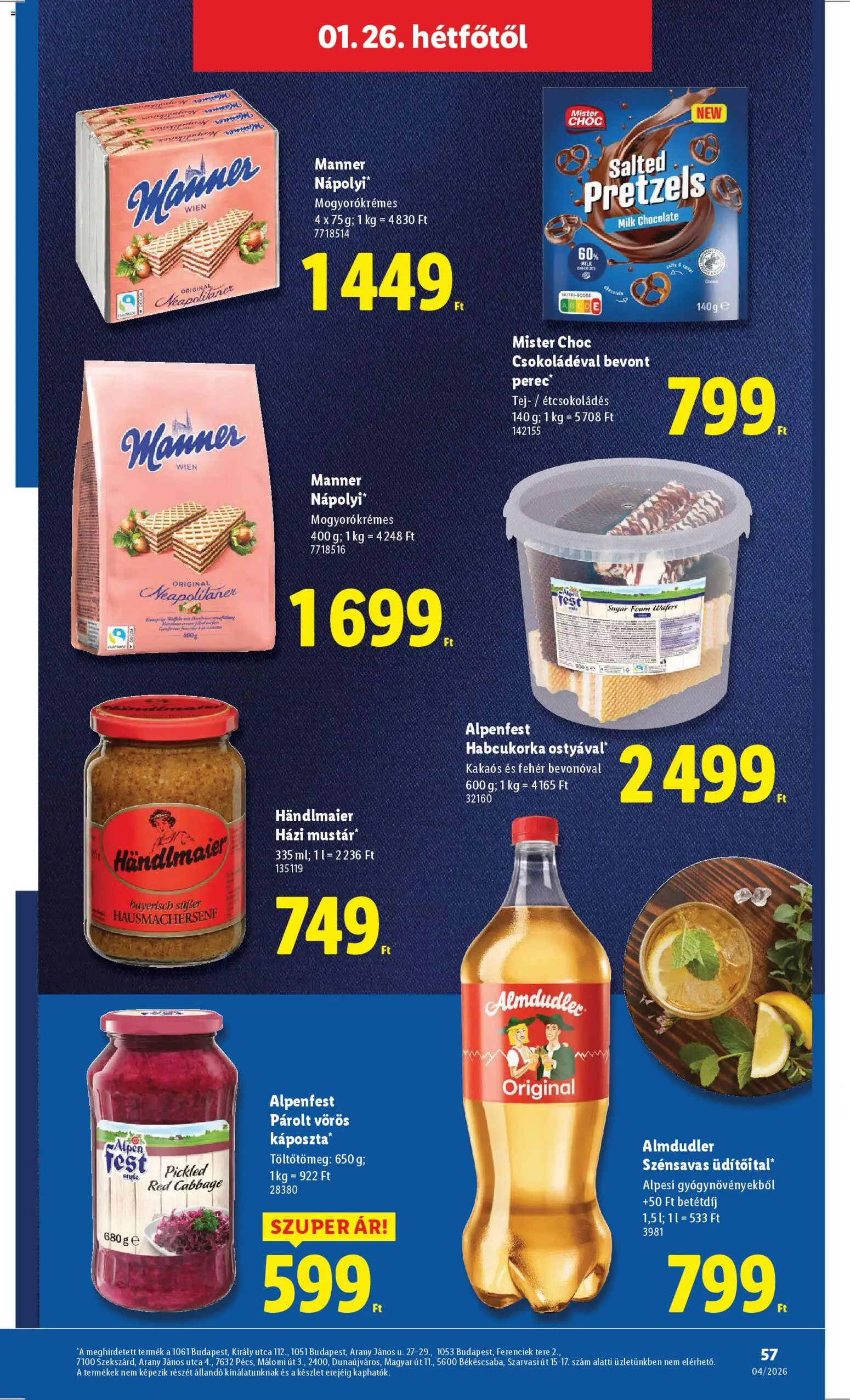 Lidl akciós ujság - amely érvényes a következő dátumtól: 22.01.2026 | Oldal: 57 | Termékek: Káposzta, Tej, Mustár, Nápolyi
