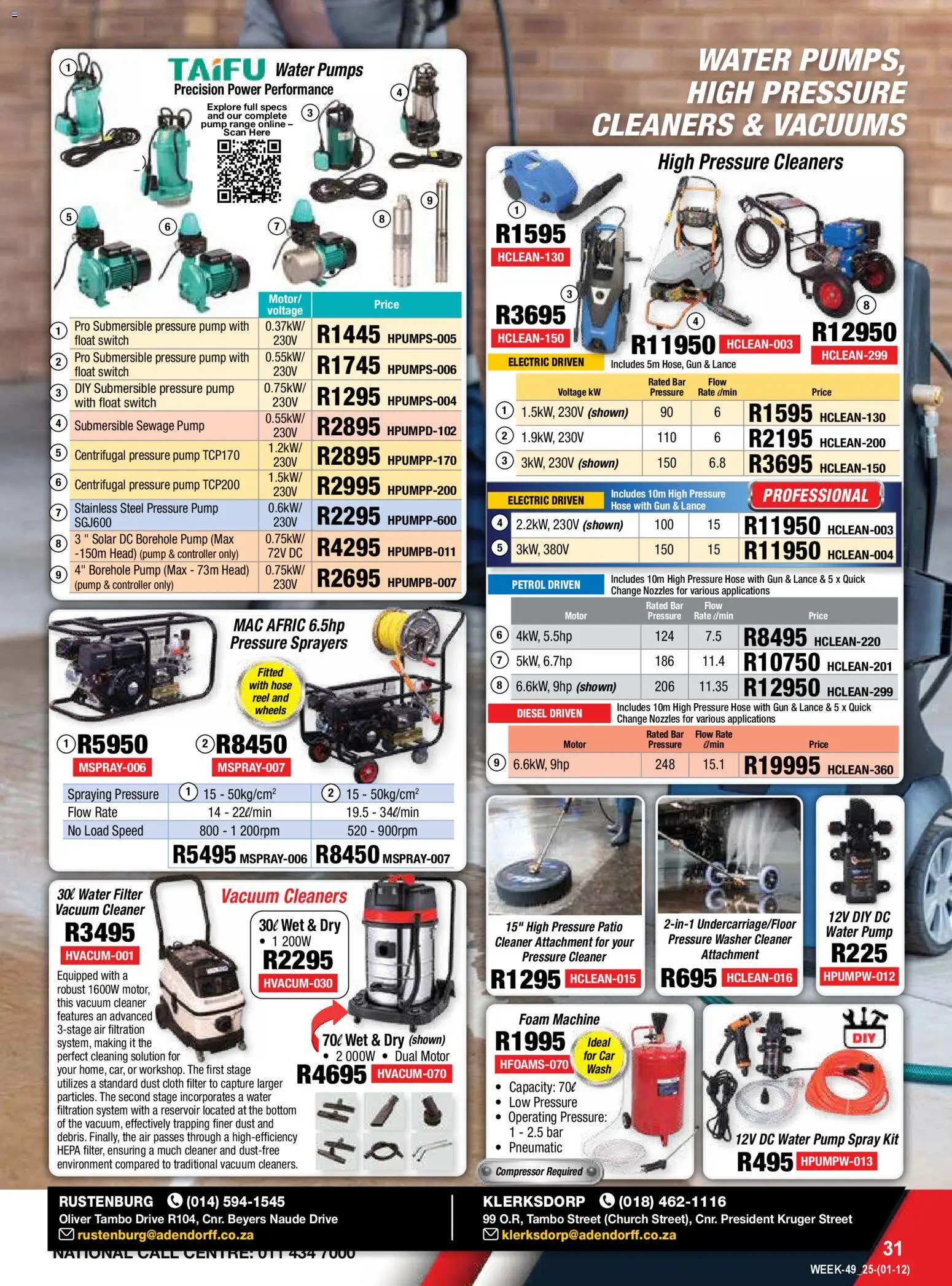 New Adendorff catalogue – valid from 01.12.2025 | Page: 33 | Products: Pumps, Vacuum cleaner, Switch, Foam