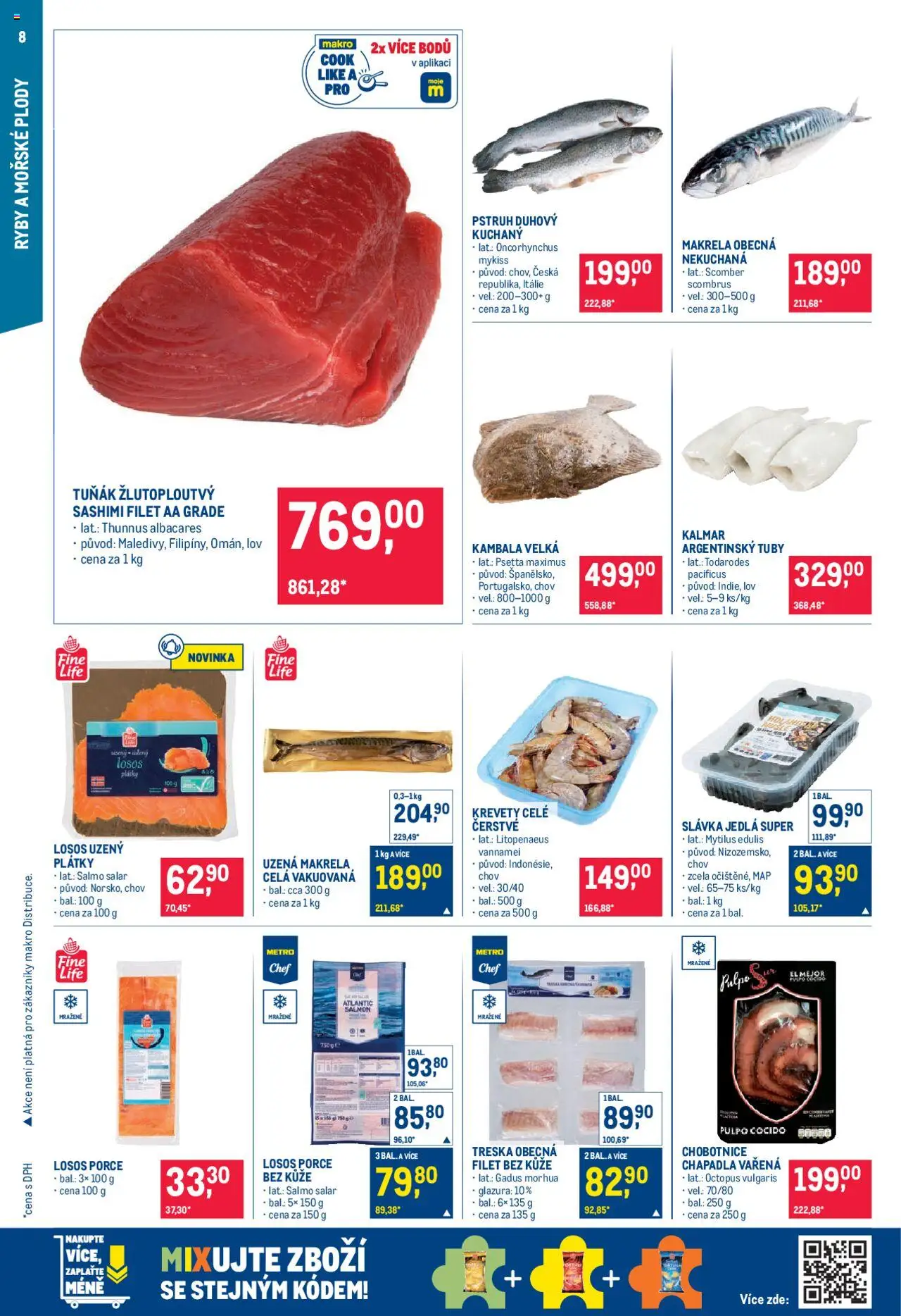 Makro leták - Pro milovníky jídla od 21.05.2025 | Strana: 8 | Produkty: Treska, Ryby, Losos, Makrela