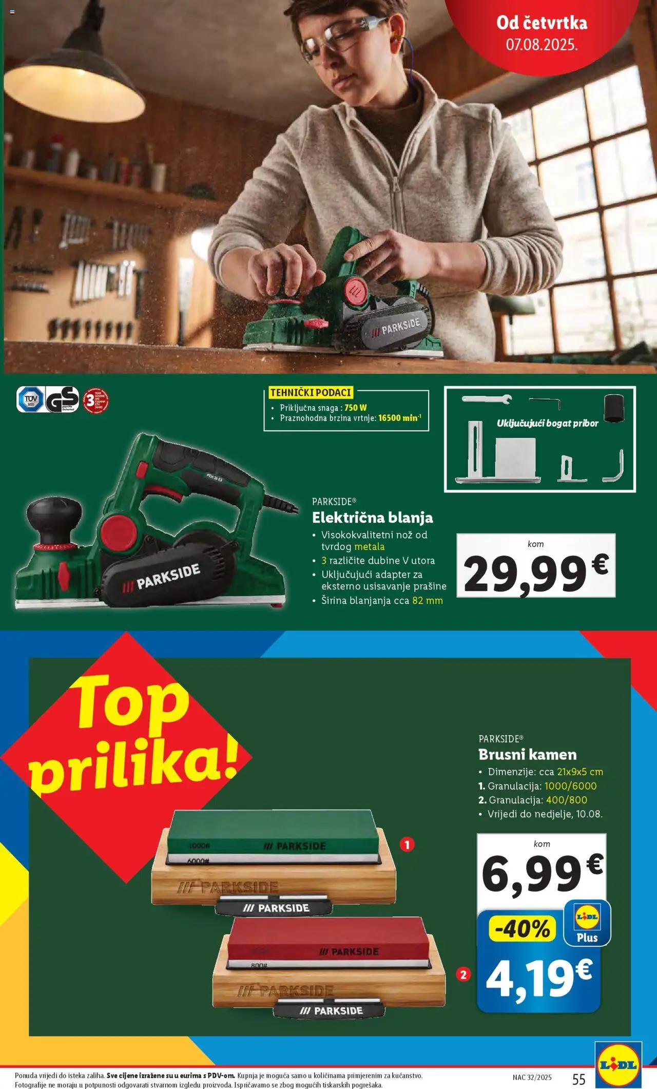 Lidl katalog | vrijedi od 04.08.2025 | Stranica: 55 | Proizvodi: Nož, Adapter, Parkside