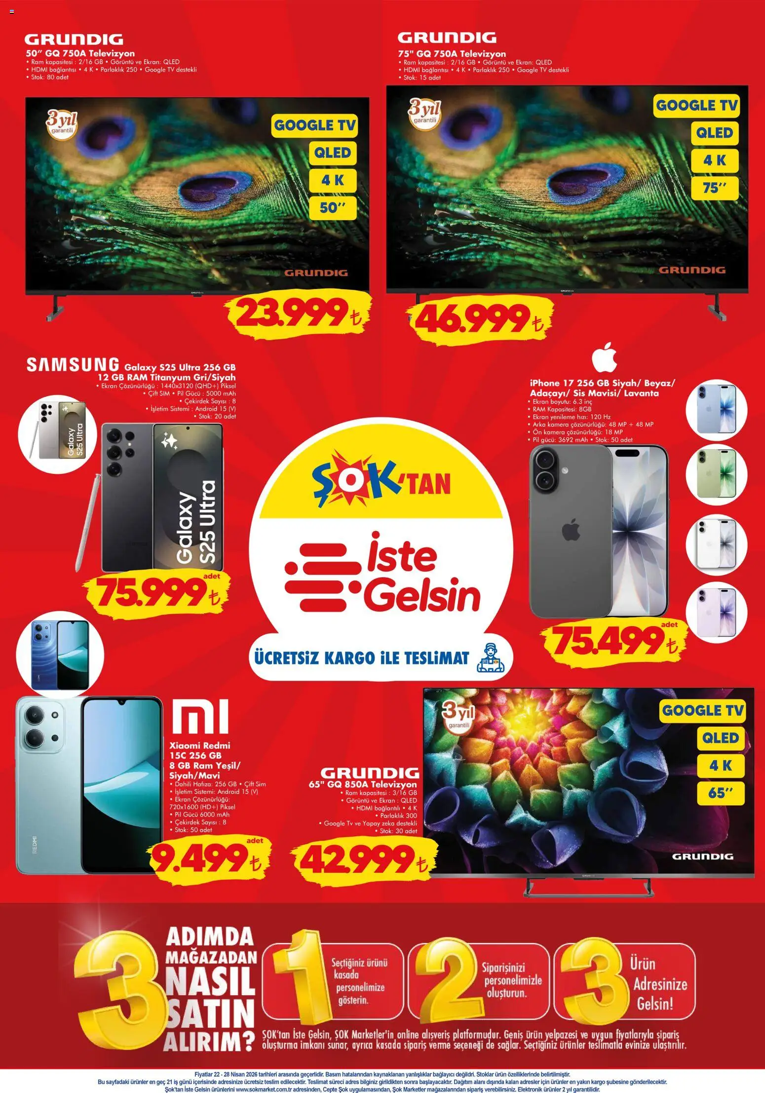 Şok Market Katalog - 22.04.2026 tarihinden itibaren geçerlidir | Sayfa: 8 | Ürünler: TV, Televizyon, Kamera, Bağlayıcı