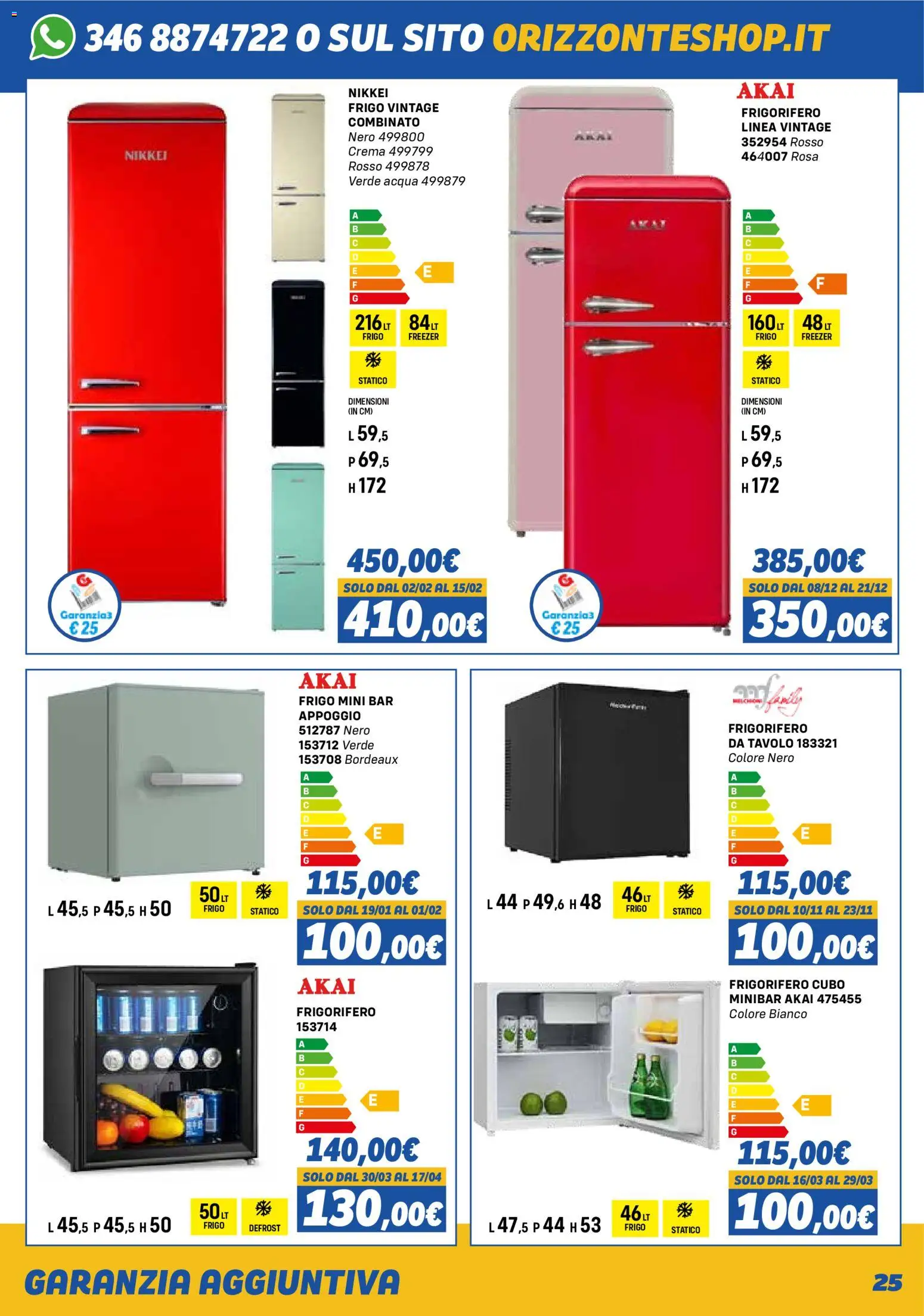Volantino Orizzonte del 01.11.2025 | Pagina: 25 | Prodotti: Crema, Freezer, Frigorifero, Tavolo