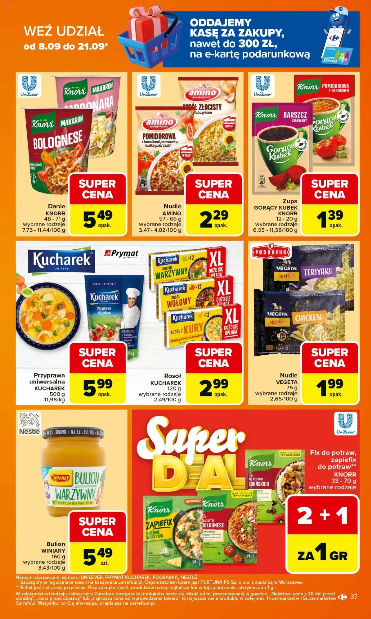Carrefour Gazetka od 15.09.2025 | Strona: 37 | Produkty: Gorący kubek, Zupa, Makaron, Warzywa