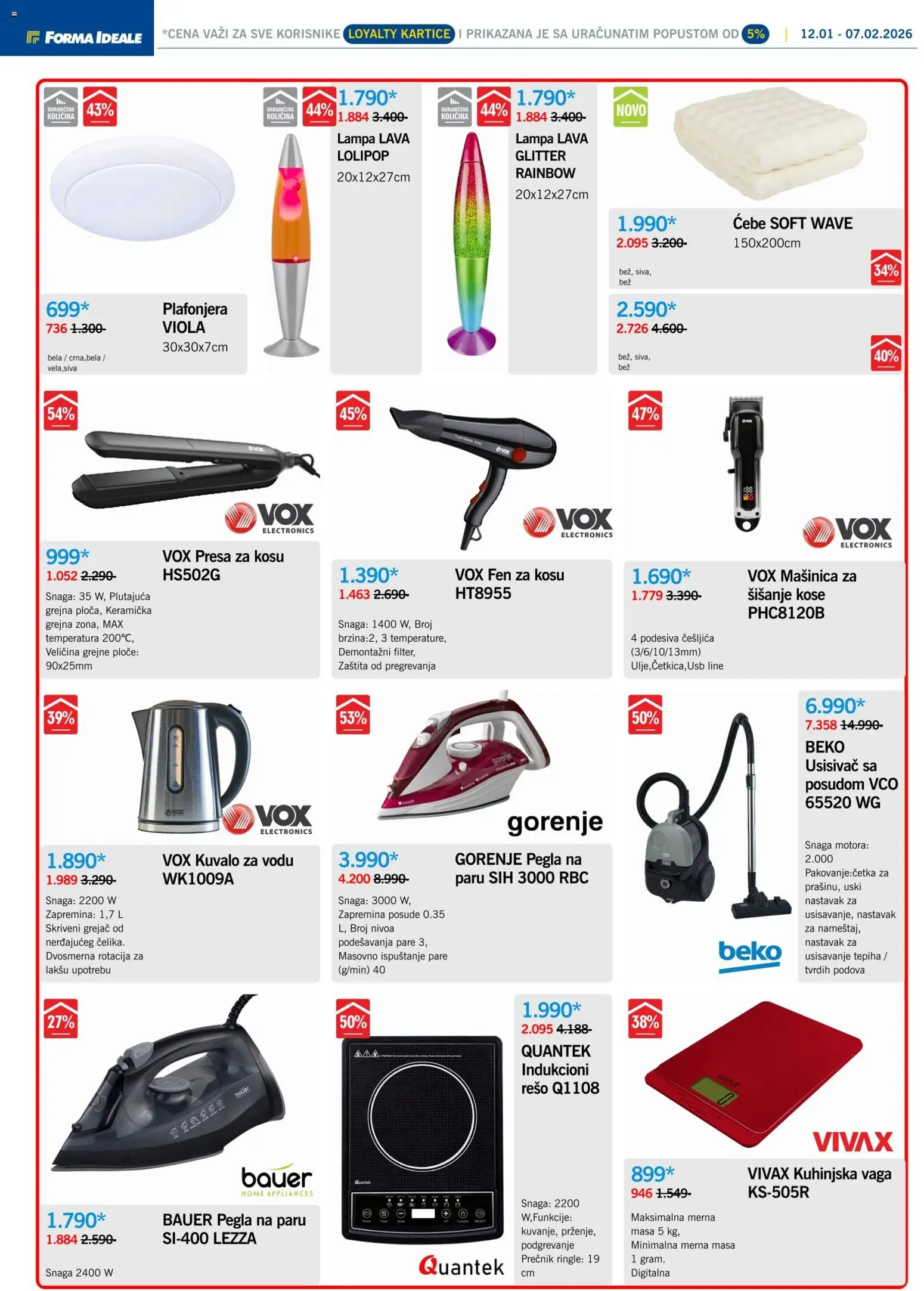 Forma Ideale katalog - važi od 12.01.2026 | Strana: 3 | Proizvode: Pegla, Fen, Pegla na paru, Kuhinjska vaga