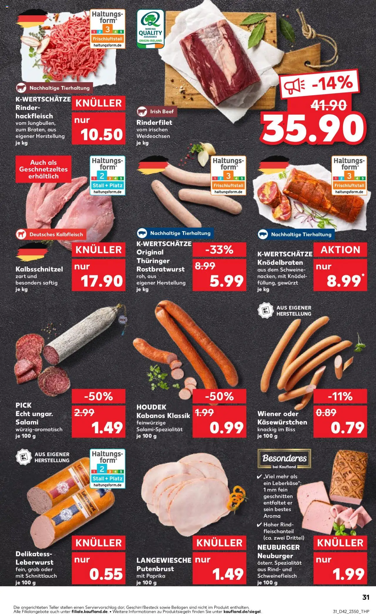 Kaufland prospekt Völklingen	 – gültig ab 16.10.2025 | Seite: 31 | Produkte: Rinderfilet, Paprika, Salami, Leberkase