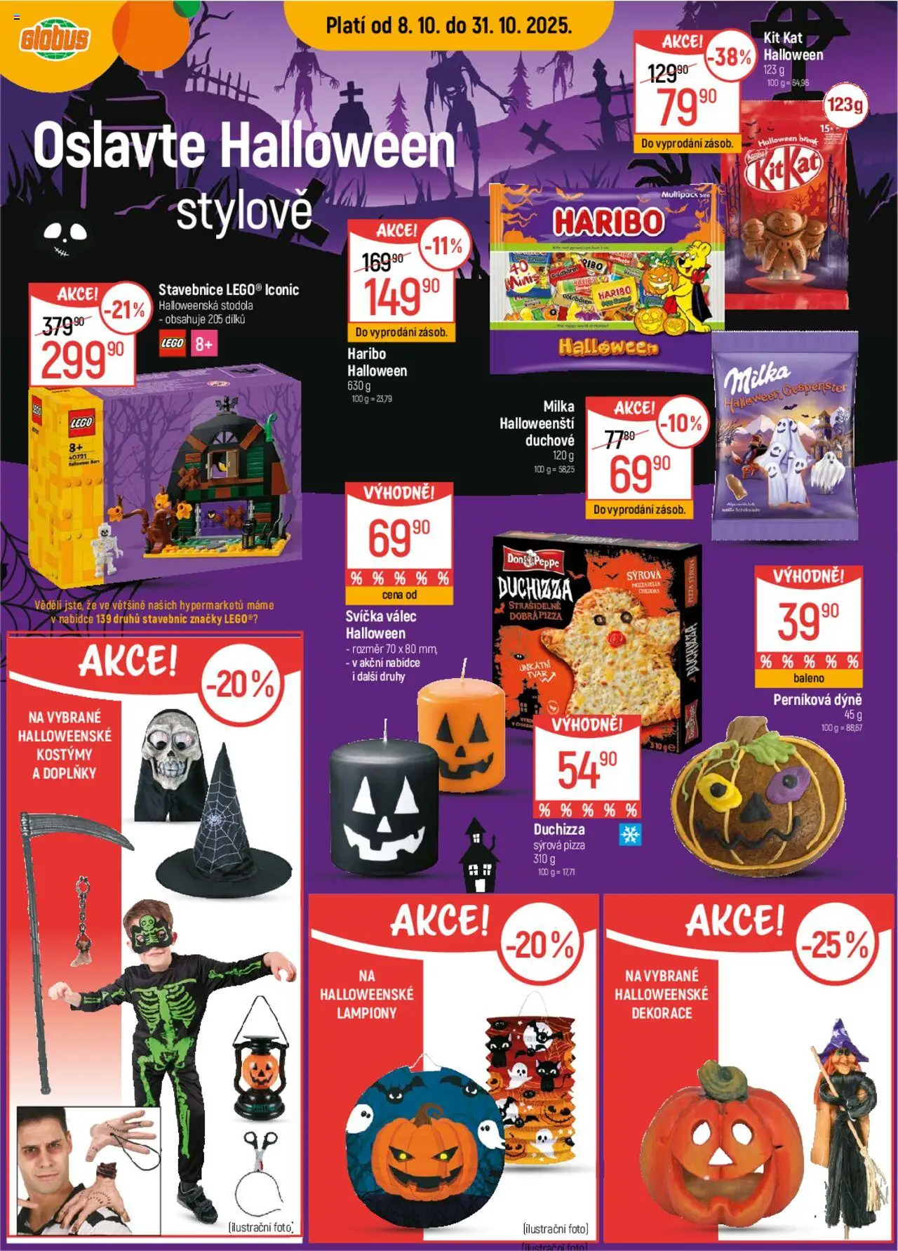 Globus leták od 08.10.2025 | Strana: 14 | Produkty: LEGO, Pizza, Svíčka, Dekorace