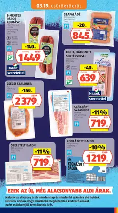 CSÉCSI SZALONNA, /kg - amely érvényes a következő dátumtól: 19.03.2026 | Oldal: 7