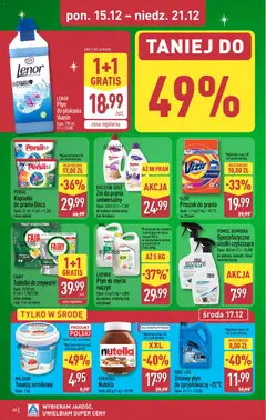 Pogląd oferty "Aldi Gazetka" - ważna od 15.12.2025 | Strona: 30 | Produkty: Nutella, Persil, Płyn do płukania tkanin, Tabletki do zmywarki