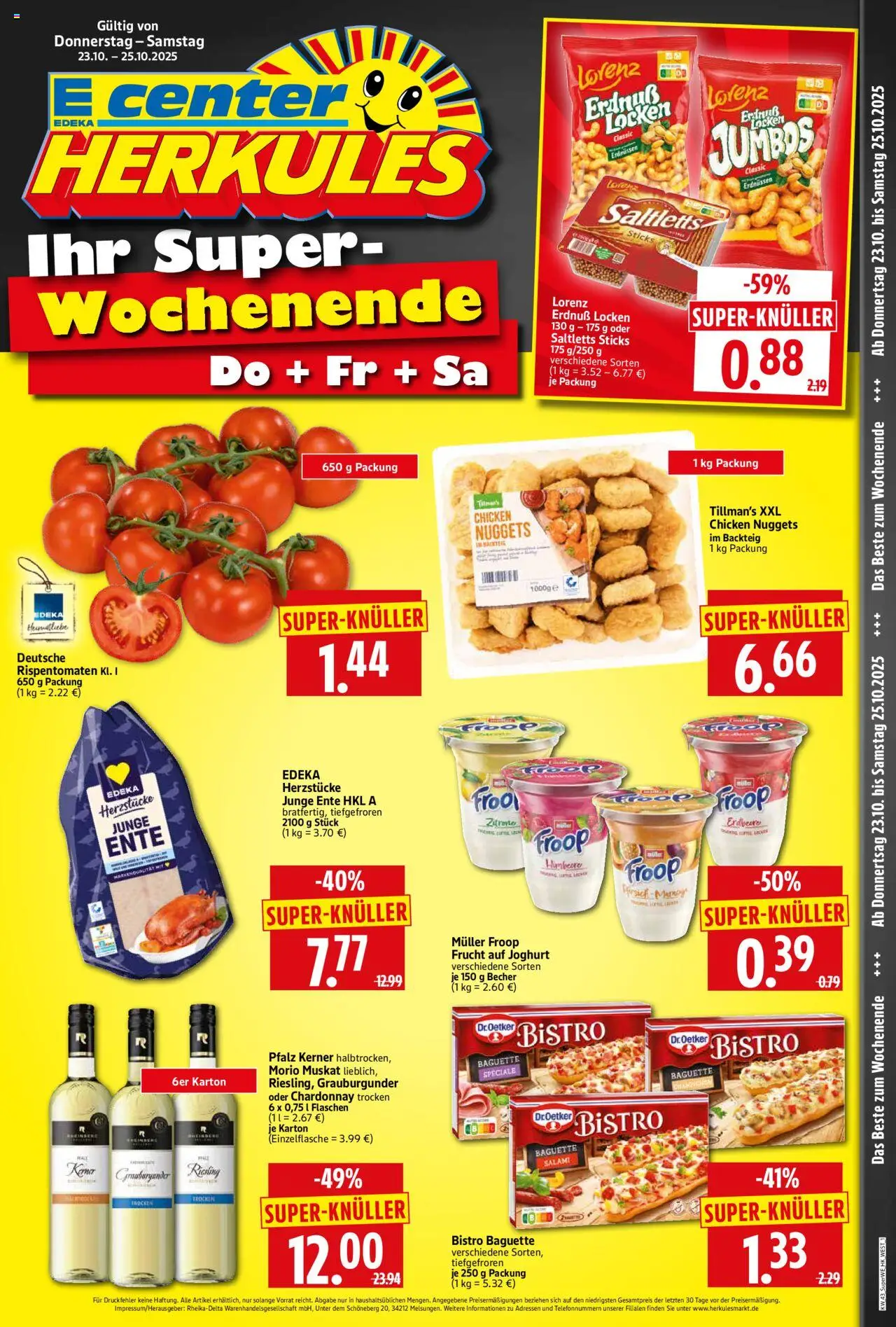 HERKULES Sonderbeilage – gültig ab 23.10.2025 | Seite: 1 | Produkte: Froop, Joghurt, Baguette, Salami