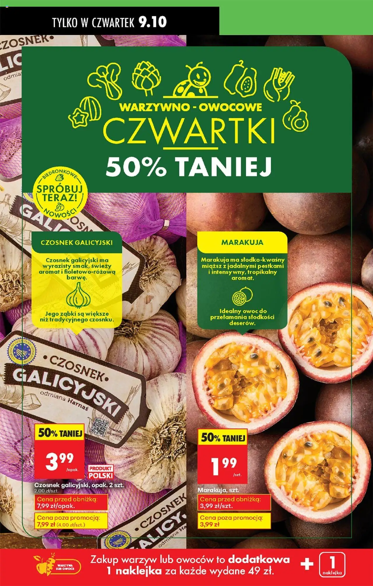 Biedronka gazetka - Oferta w tym tygodniu od 09.10.2025 | Strona: 3 | Produkty: Czosnek, Harnaś, Warzywa, Owoce