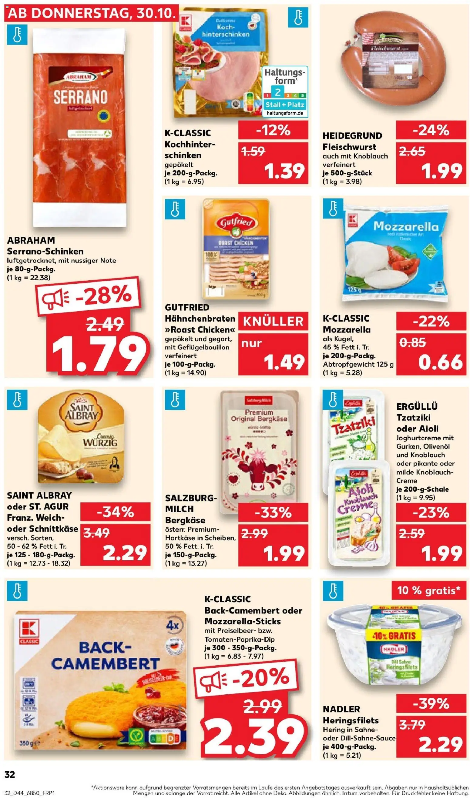 Kaufland prospekt Burghausen	 – gültig ab 30.10.2025 | Seite: 32 | Produkte: Mozzarella, Olivenol, Creme, Sahne