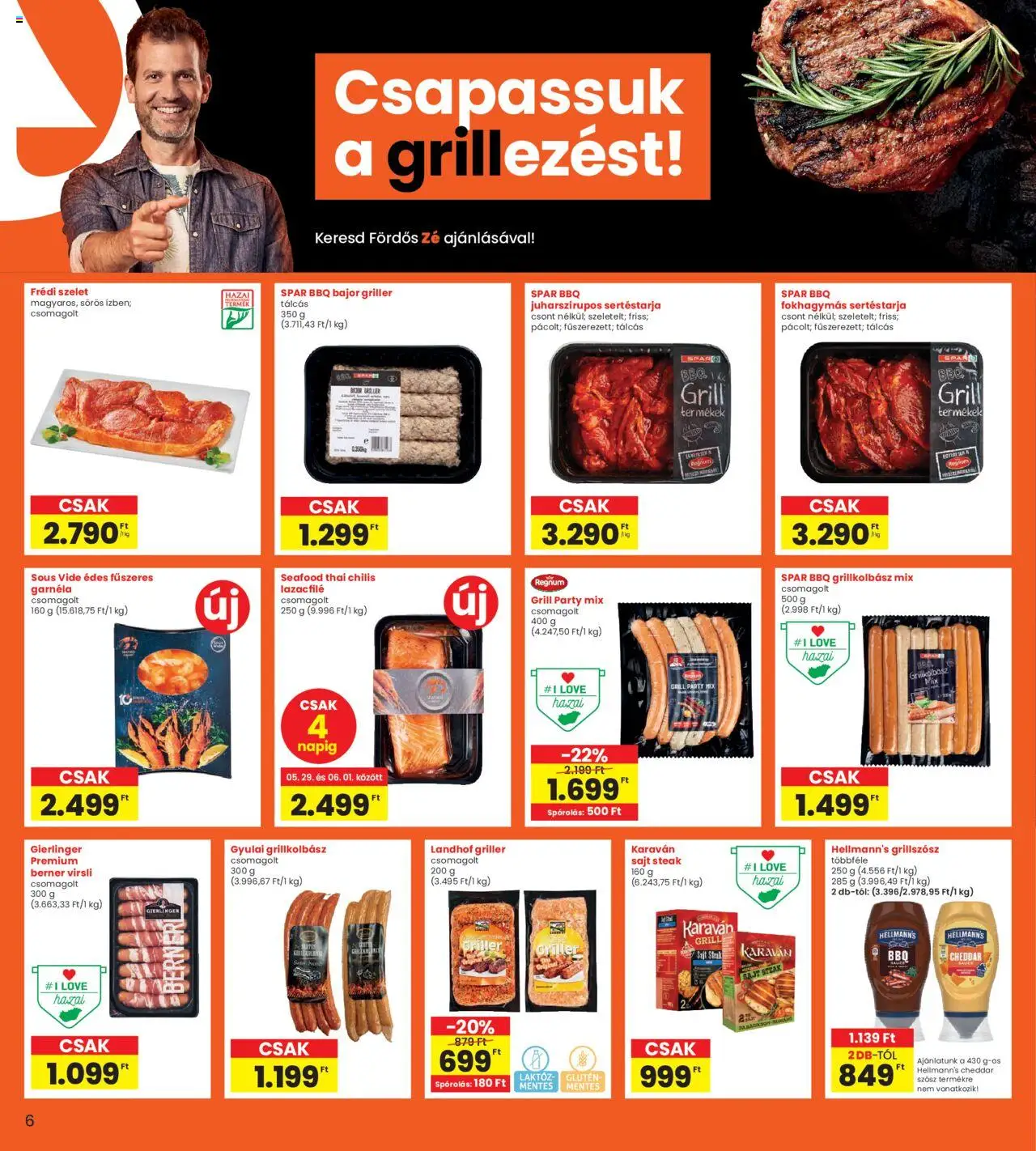 Interspar akciós ujság - amely érvényes a következő dátumtól: 29.05.2025 | Oldal: 6 | Termékek: Sertéstarja, Grillkolbász, Garnéla, Cheddar