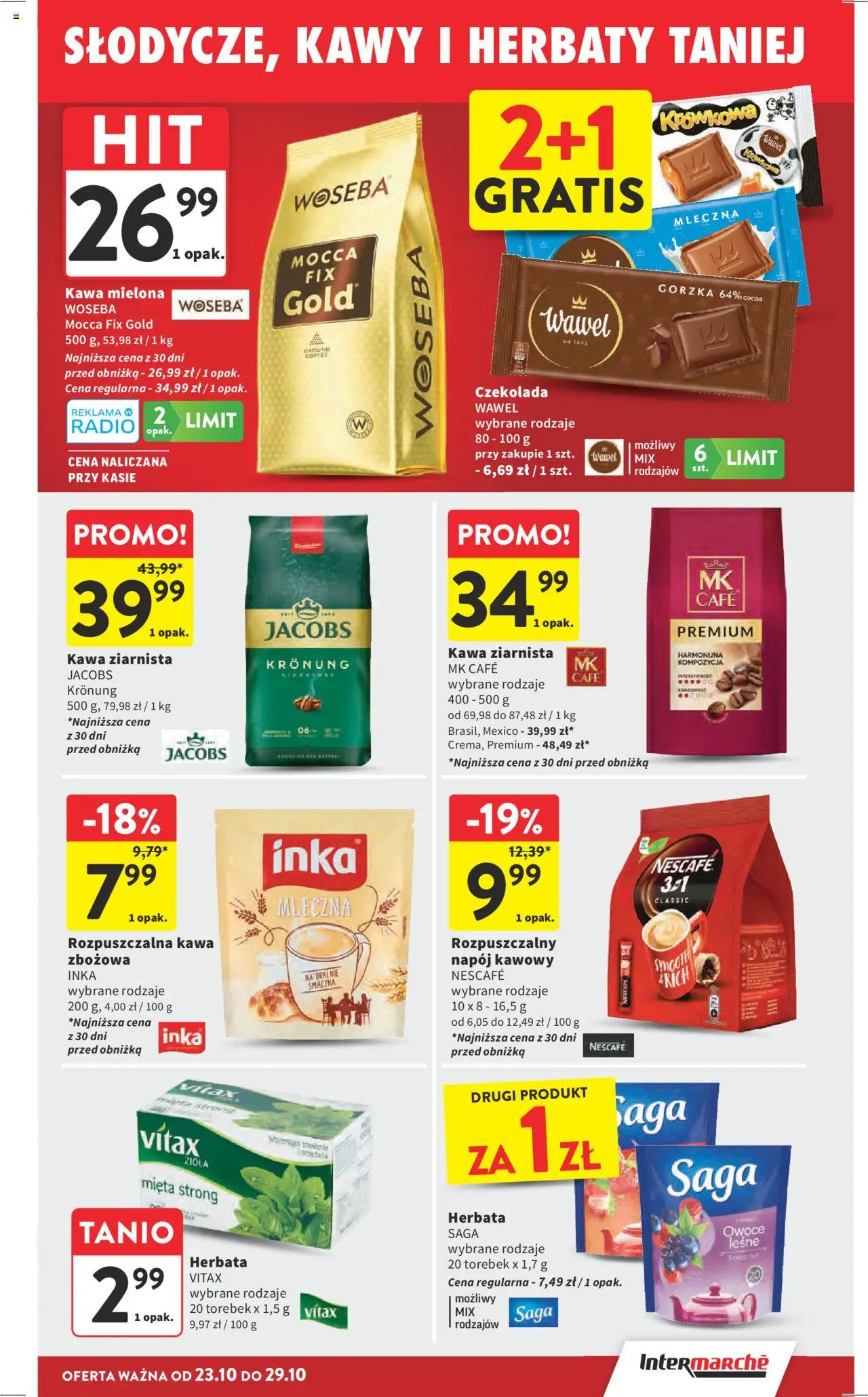 Intermarche Gazetka od 23.10.2025 | Strona: 27 | Produkty: Radio, Nescafe, Czekolada, Owoce