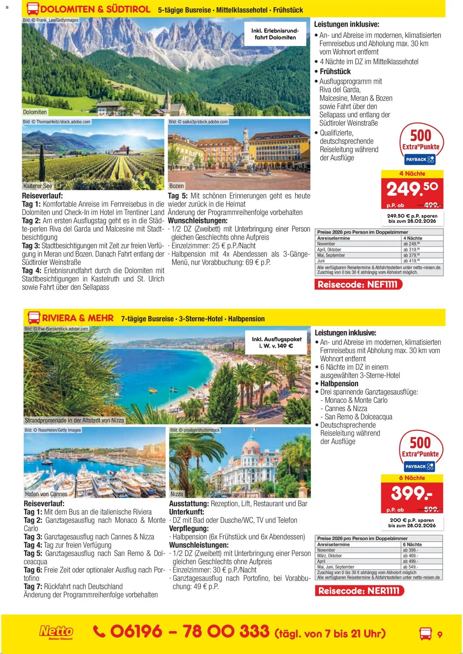 Netto Reisen Reise-Sonderangebote – gültig ab 15.01.2026 | Seite: 9 | Produkte: Bad, Telefon, Uhr, TV