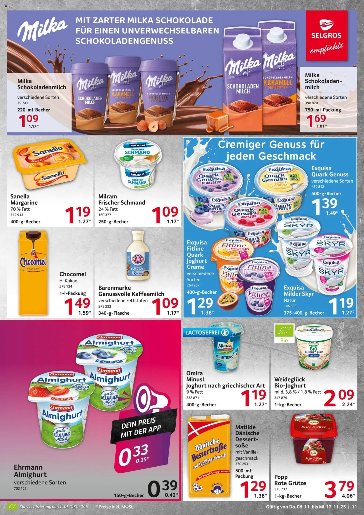 Selgros Prospekt 	 – gültig ab 06.11.2025 | Seite: 11 | Produkte: Quark, Exquisa, Himbeere, Sanella