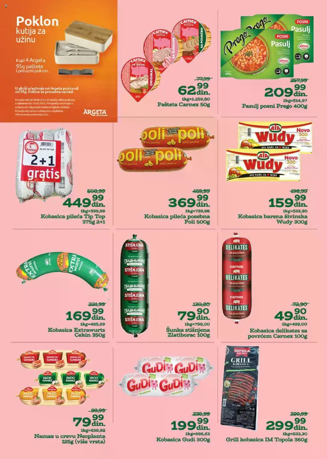 Univerexport katalog - važi od 18.08.2025 | Strana: 6 | Proizvode: Pasulj, Šunka, Kobasica, Pašteta