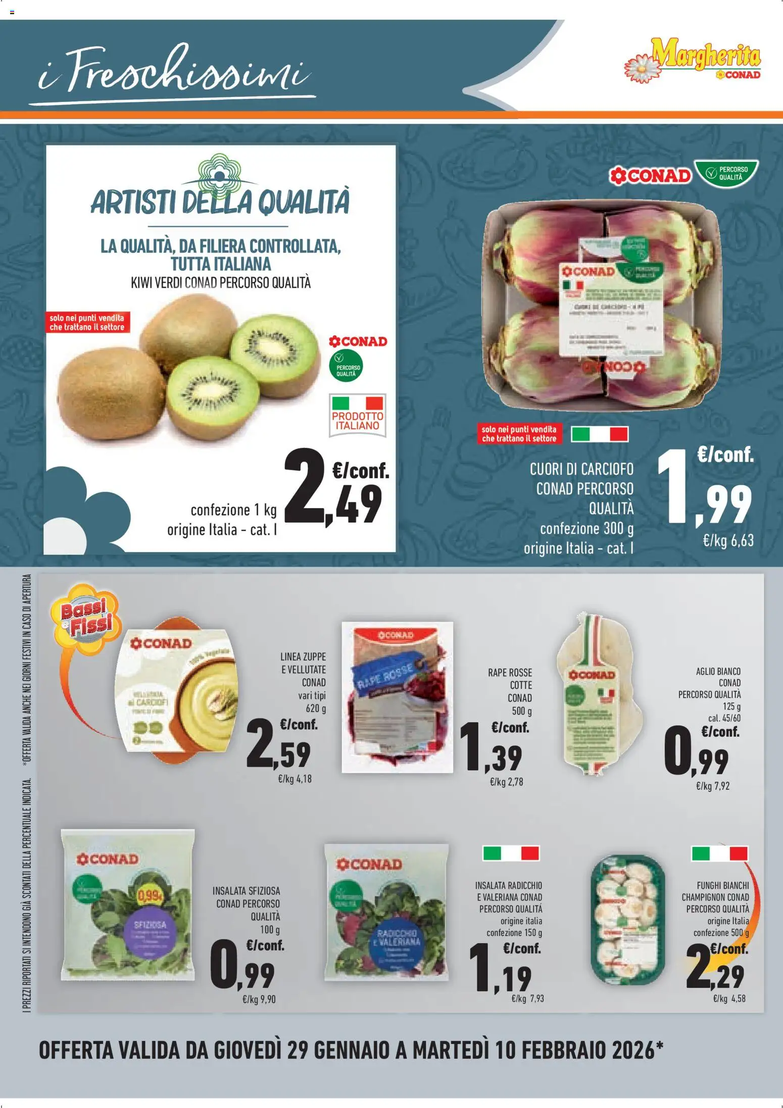 Volantino Conad del 29.01.2026 | Pagina: 10 | Prodotti: Kiwi, Insalata, Aglio, Funghi