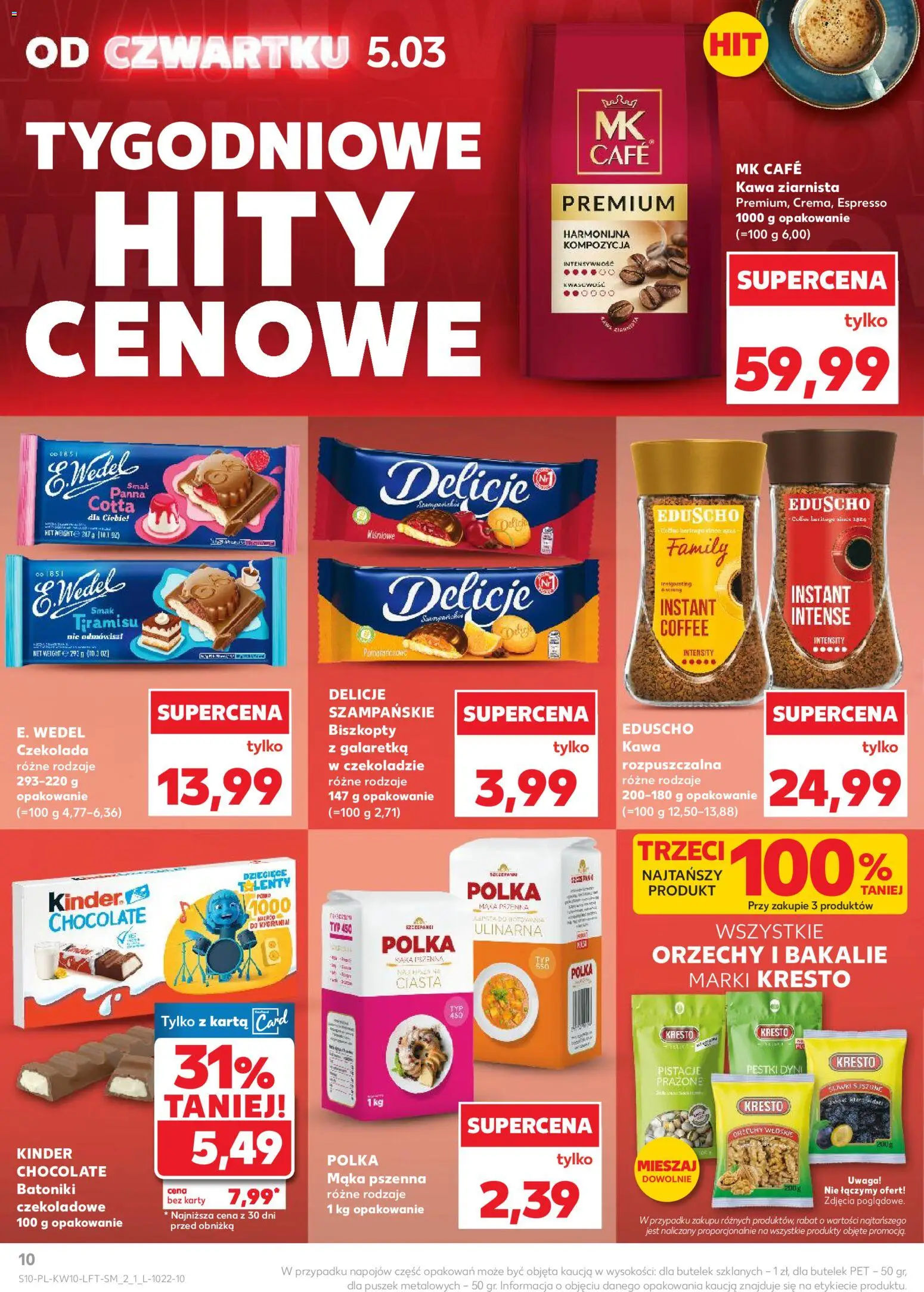 Kaufland Polsko leták od 05.03.2026 | Strana: 10 | Produkty: Tiramisu, Panna cotta, Karty, Kinder