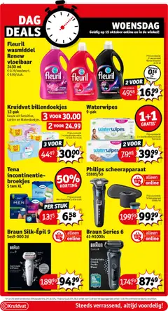 Fleuril wasmiddel Renew vloeibaar, 2430 ml wasmiddel, € 0.19/wasbeurt, € 9.99/stuk. - Voorbeeld van een folder van Kruidvat, geldig van 14.10.2025 | Pagina: 5