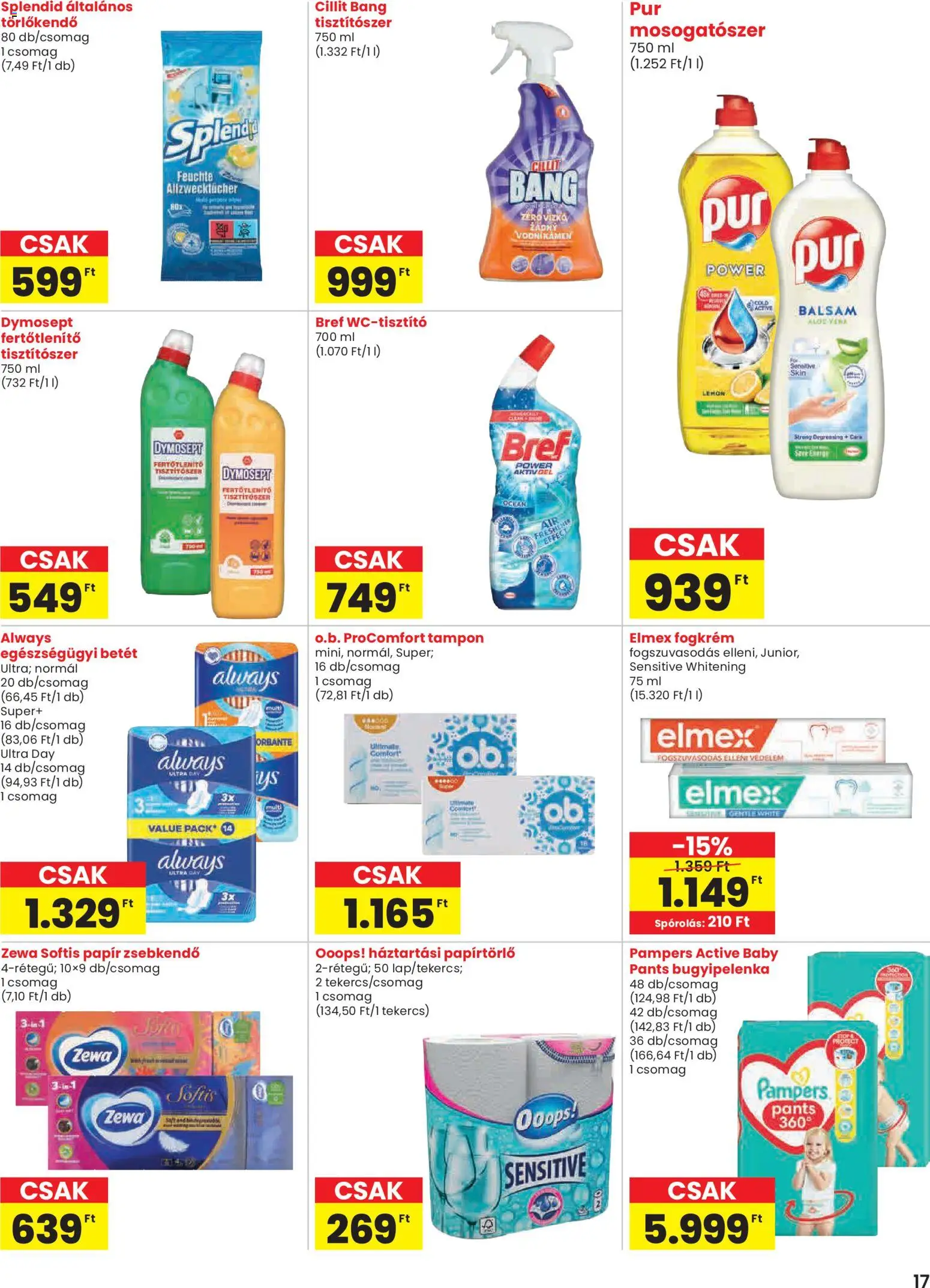 Spar akciós ujság - amely érvényes a következő dátumtól: 30.10.2025 | Oldal: 17 | Termékek: Papírtörlő, Törlőkendő, Aloe vera, Mosogatószer