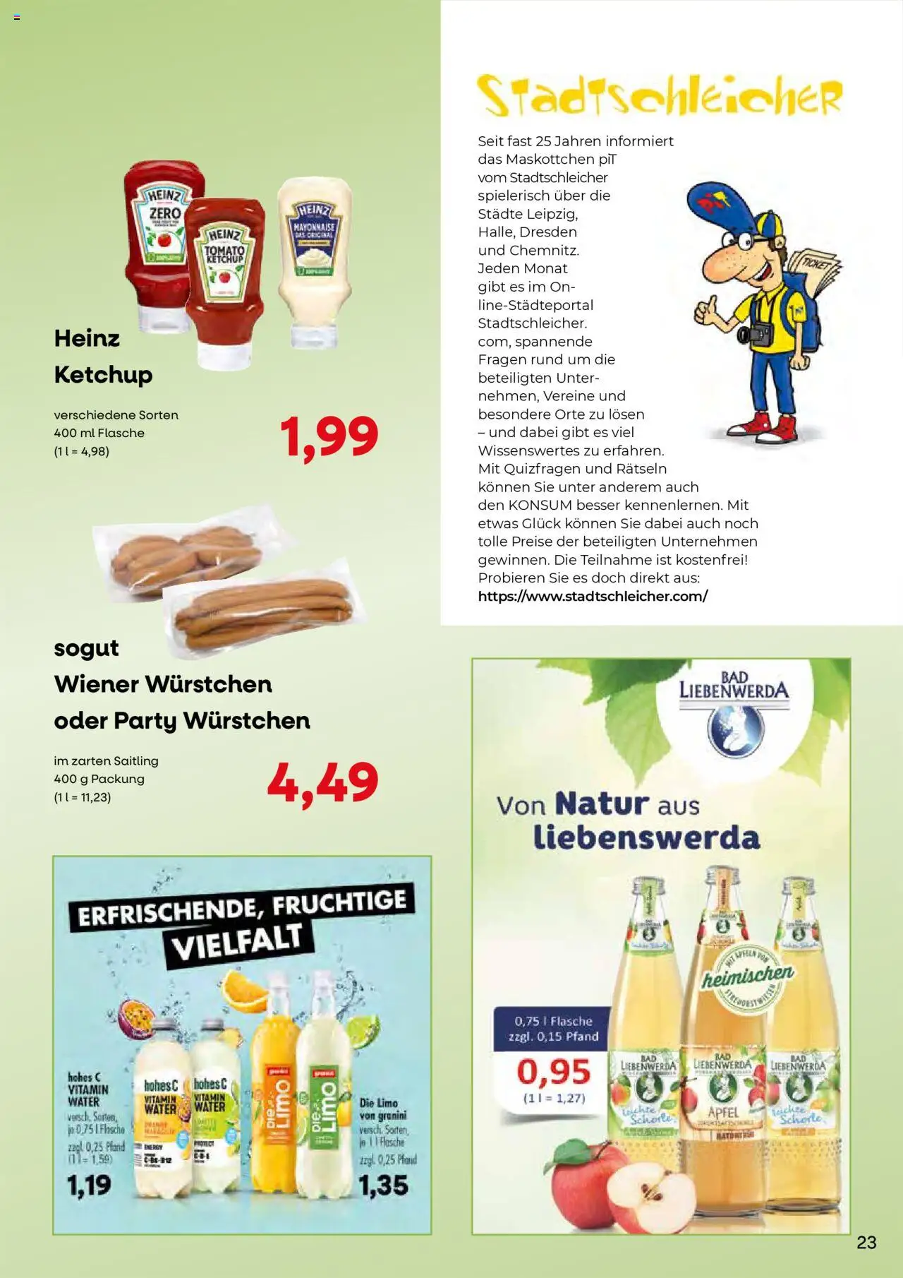 KONSUM Leipzig - Nah. Frisch. Freundlich. - gültig ab dem 28.07.2025 | Seite: 23 | Produkte: Wiener wurstchen, Energy, Äpfel, Ketchup