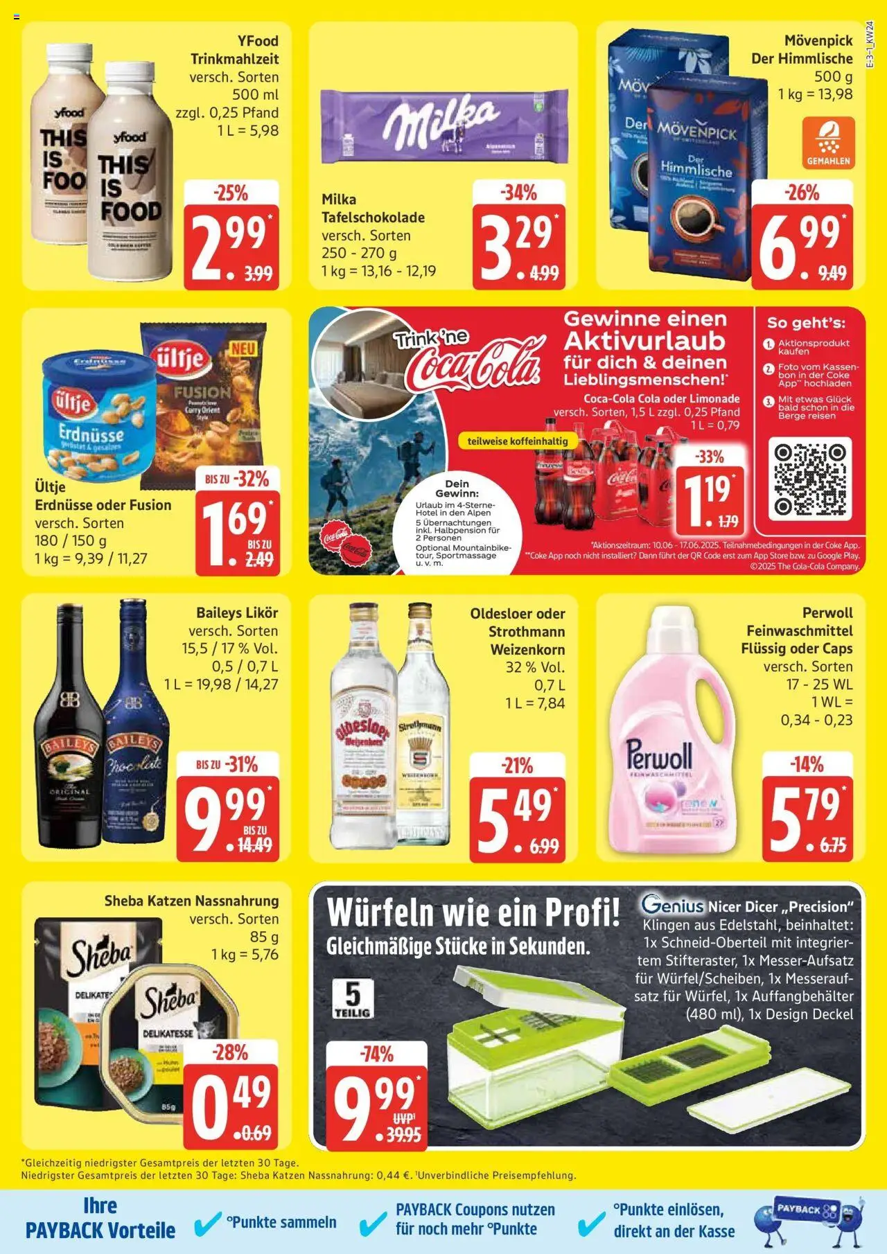 Edeka prospekt Großenwiehe	 - gültig ab dem 08.06.2025 | Seite: 3 | Produkte: Sheba, Erdnüsse, Cola, YFood