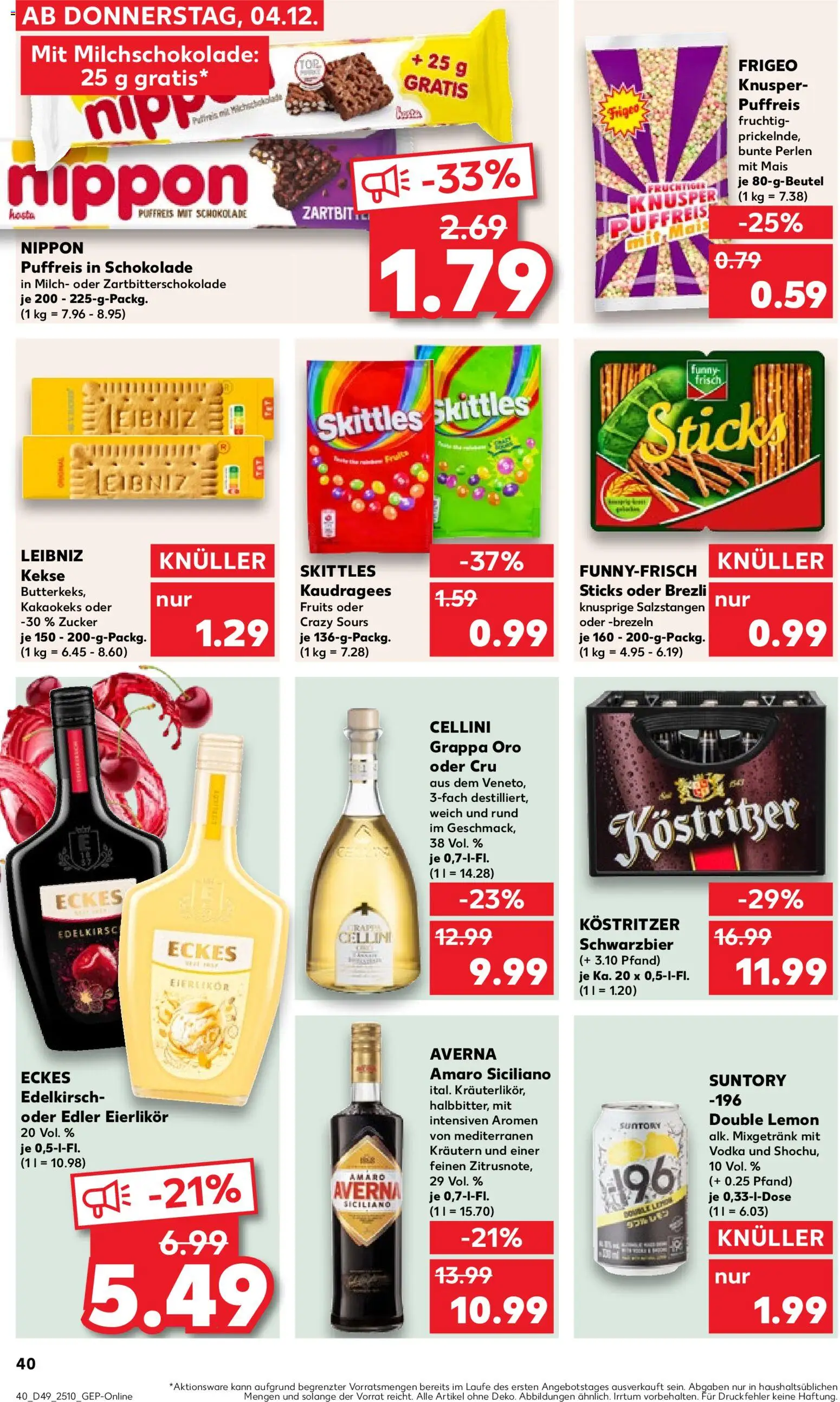 Kaufland prospekt Speyer	 – gültig ab 04.12.2025 | Seite: 40 | Produkte: Milch, Kostritzer, Schokolade, Vodka