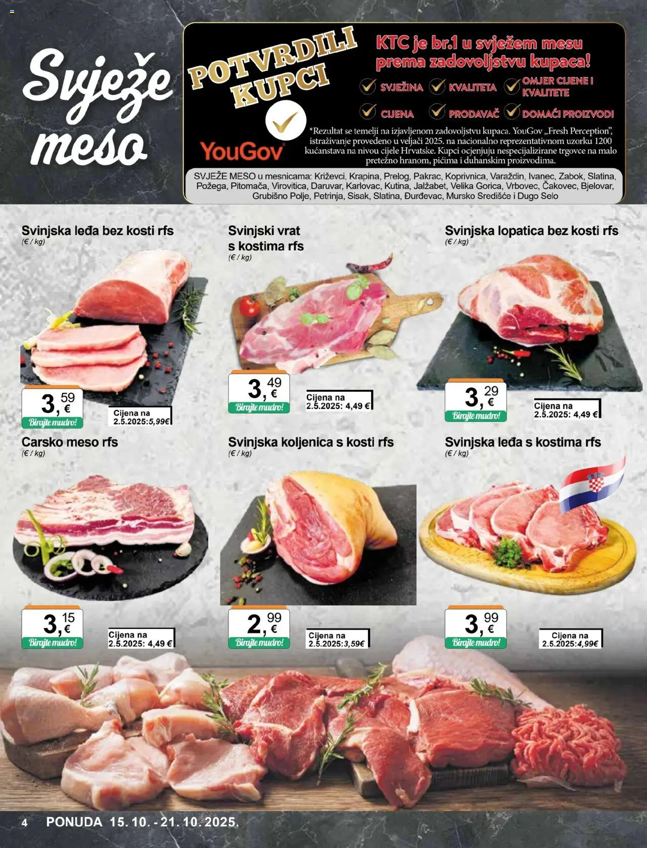 KTC katalog | vrijedi od 15.10.2025 | Stranica: 4 | Proizvodi: Carsko meso, Svinjski vrat, Svinjska lopatica, Meso