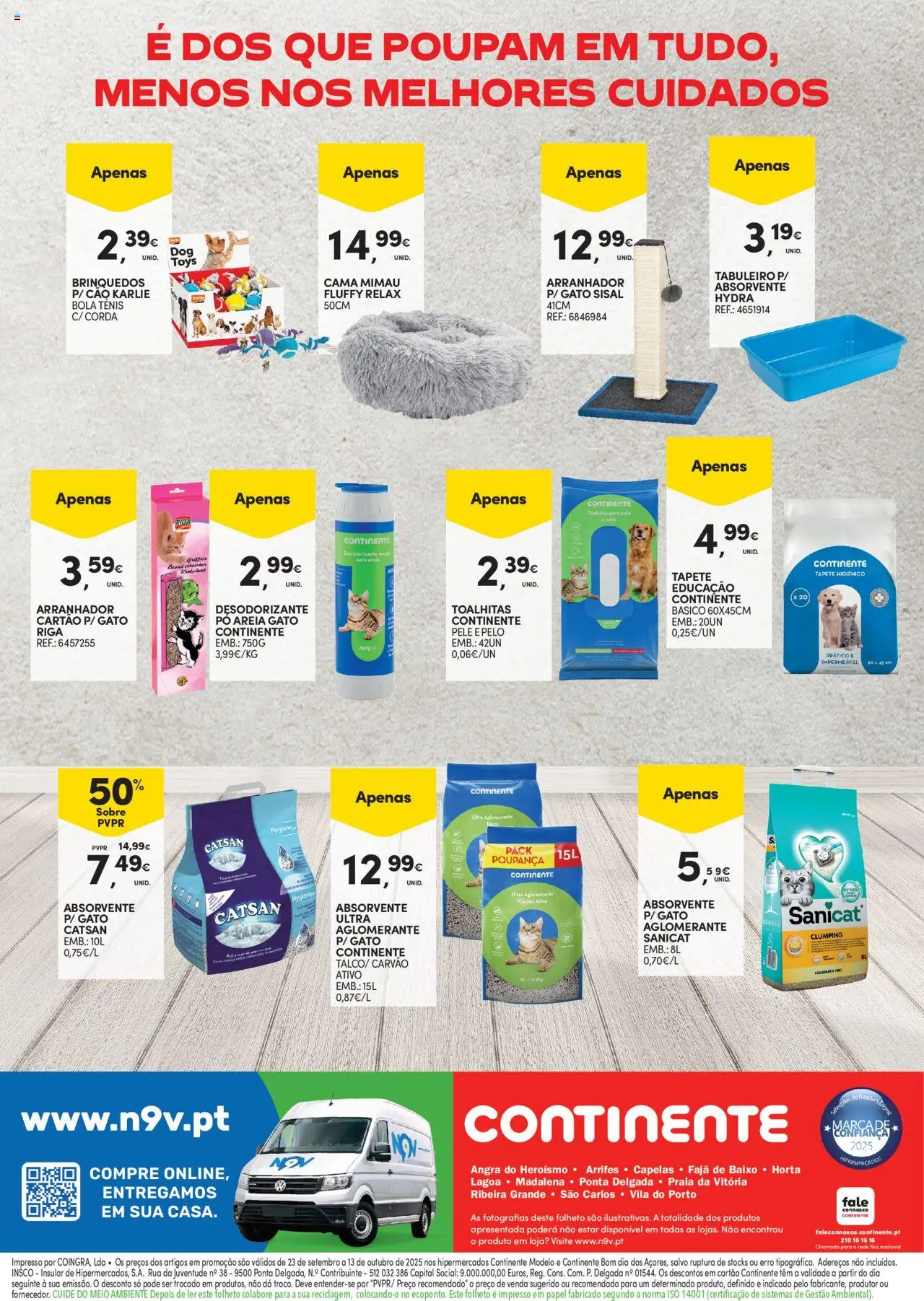 Continente - Açores: Feira Pet Care │ válido de 23.09.2025 | Página: 8 | Produtos: Areia, Pó, Desodorizante, Tapete