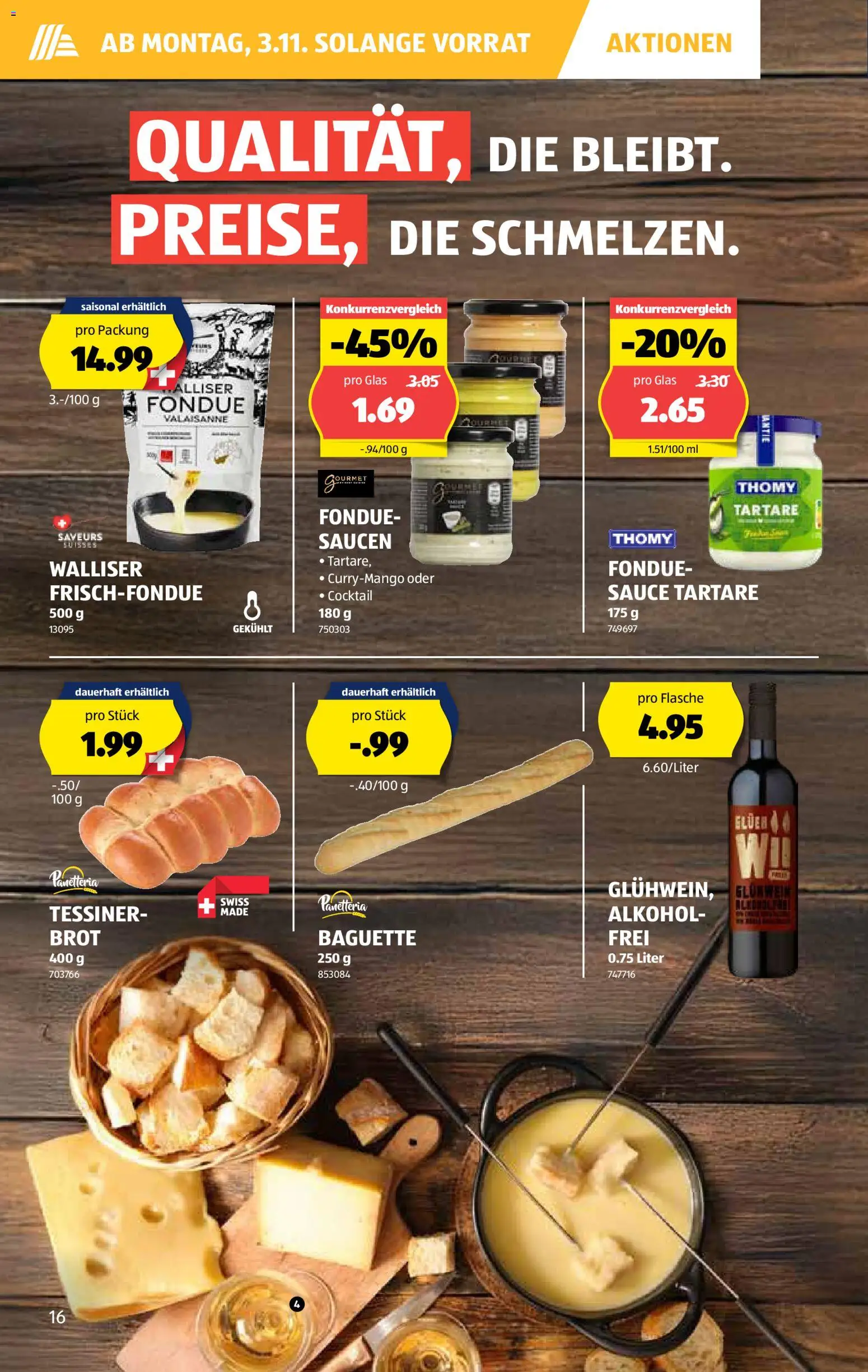 Aldi Aktionen – gültig ab 30.10.2025 | Seite: 17 | Produkte: Baguette, Brot, Fondue