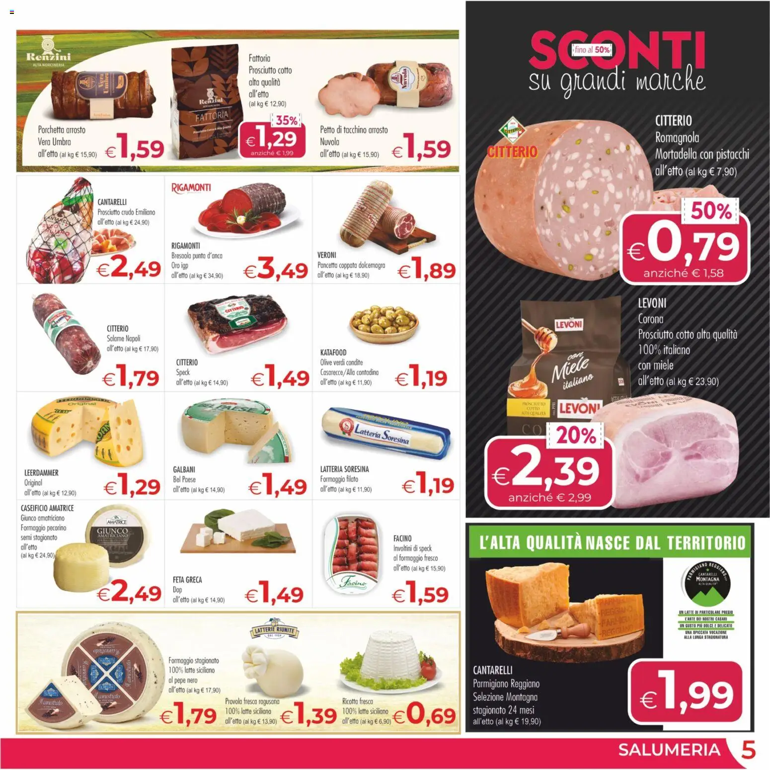 Volantino MerSi Supermercati del 04.01.2026 | Pagina: 5 | Prodotti: Salame, Pepe, Latte, Prosciutto