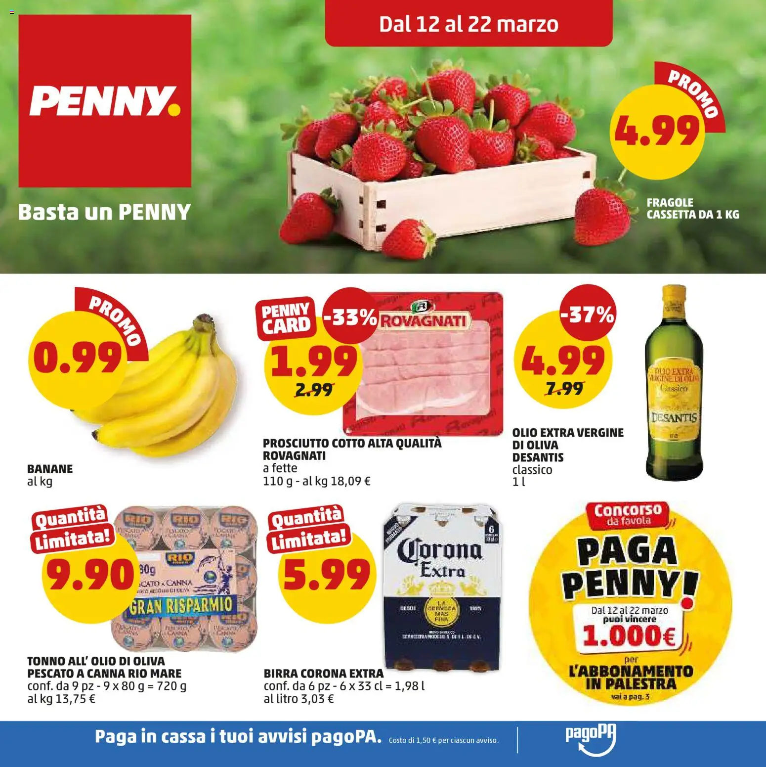 Volantino PENNY del 12.03.2026 | Pagina: 1 | Prodotti: Fragole, Prosciutto, Olio extra vergine, Olio di Oliva