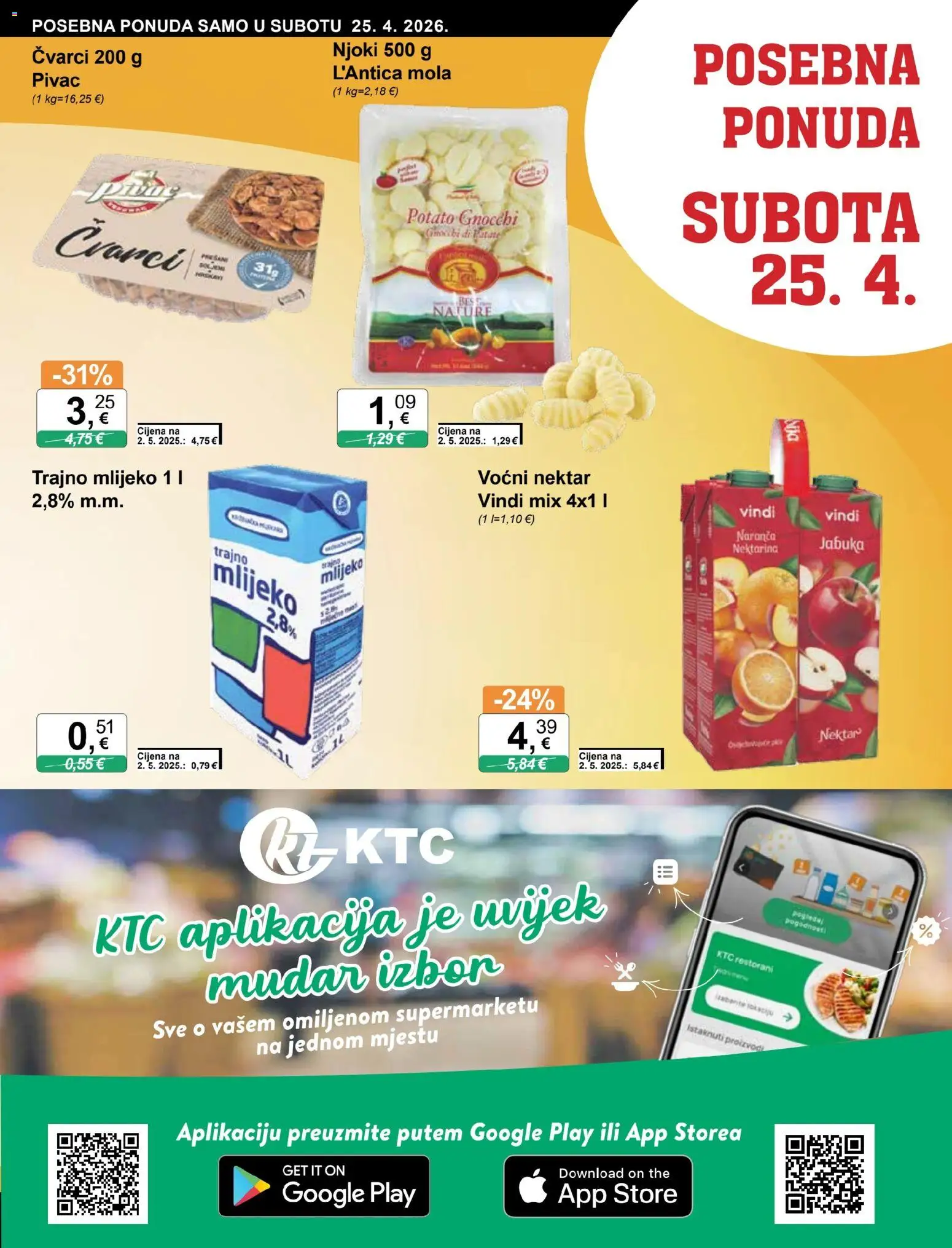 KTC katalog | vrijedi od 22.04.2026 | Stranica: 13 | Proizvodi: Čvarci, Njoki, Trajno mlijeko, Jabuka