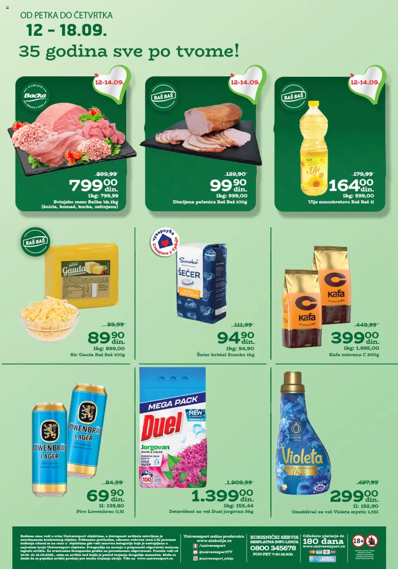 Univerexport katalog - važi od 12.09.2025 | Strana: 1 | Proizvode: Šećer kristal, Šećer, Sir, Pivo