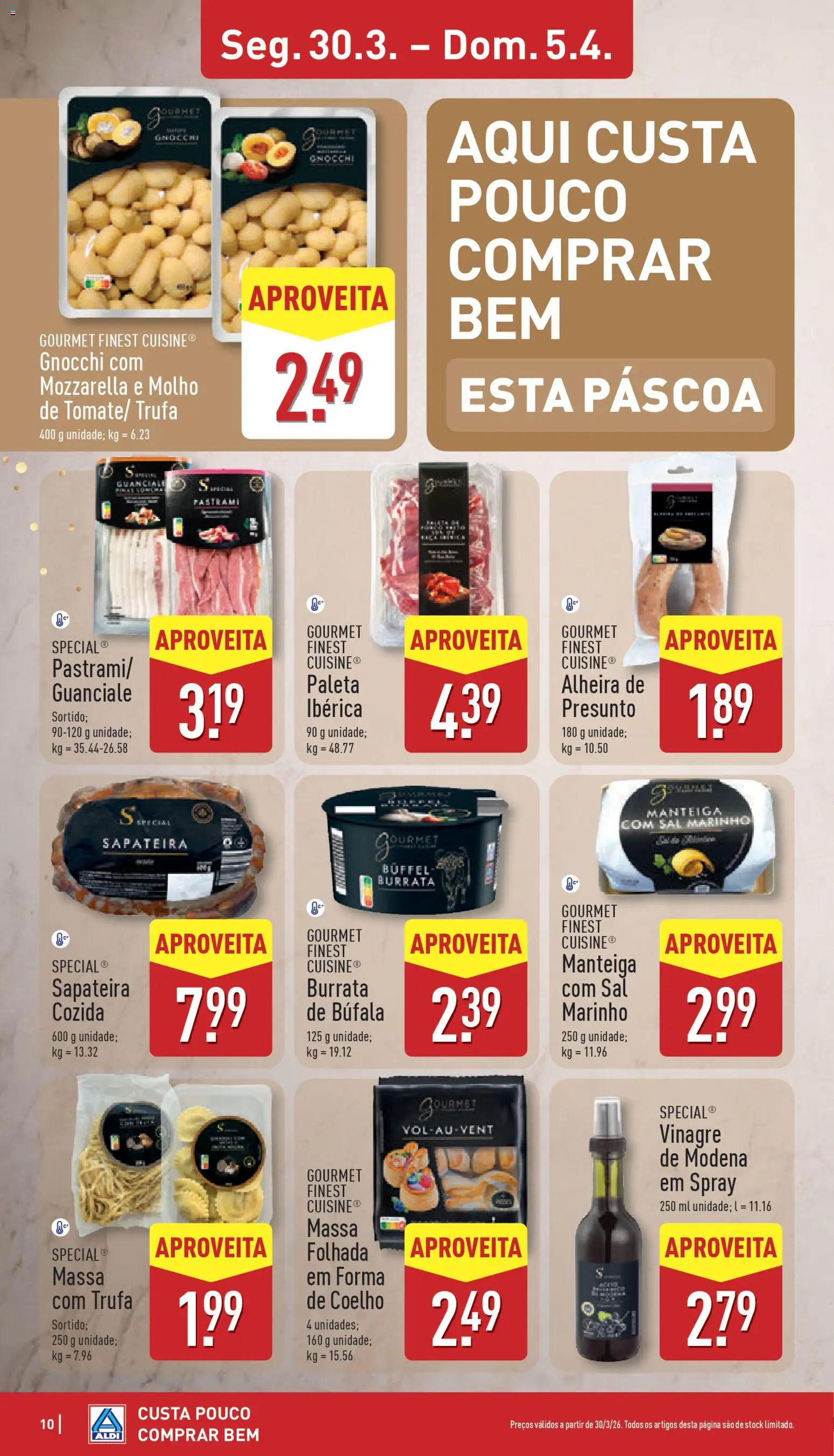 Aldi folheto │ válido de 30.03.2026 | Página: 10 | Produtos: Manteiga, Presunto, Coelho, Alheira