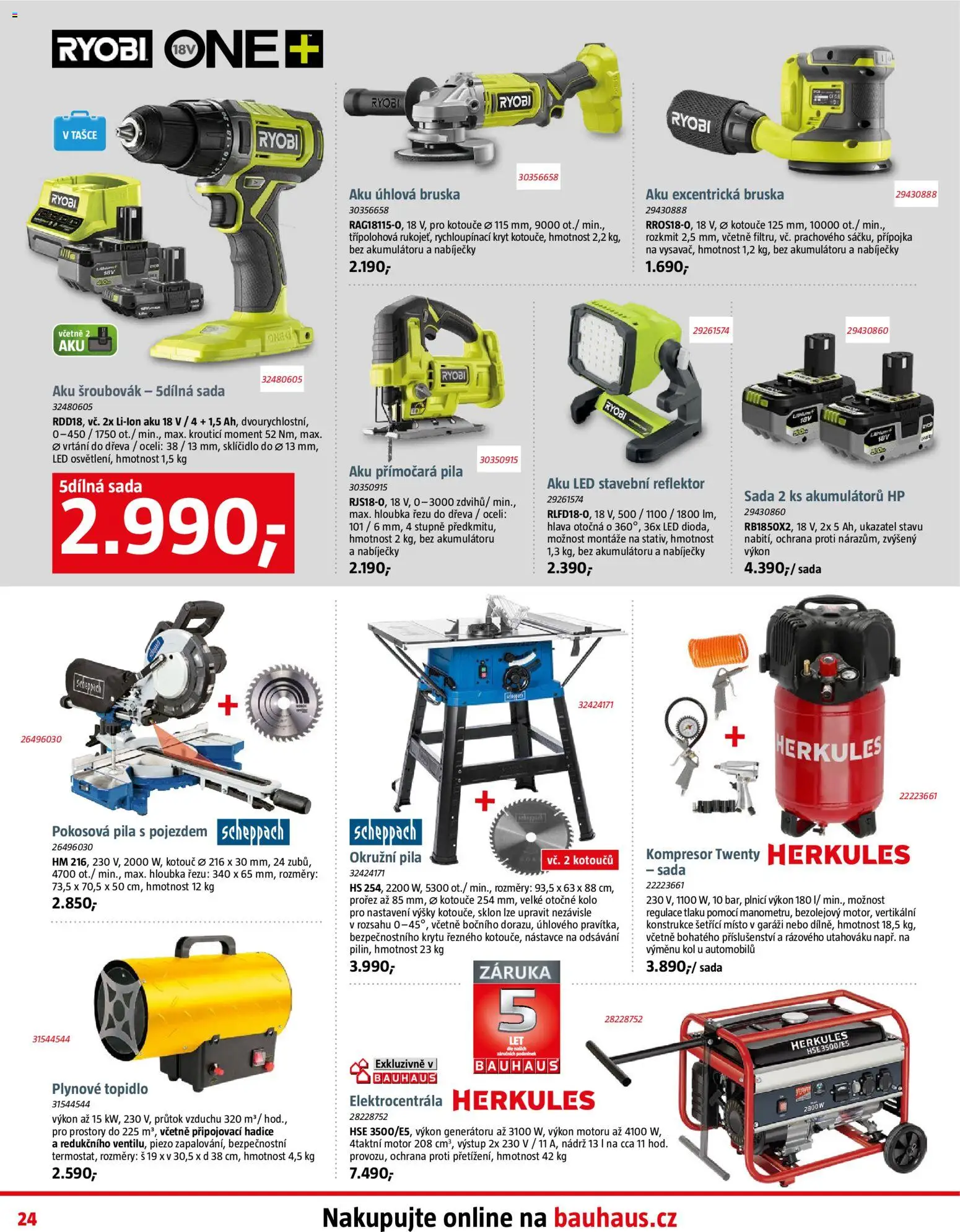 Bauhaus leták od 05.12.2025 | Strana: 24 | Produkty: Pokosová pila, Kolo, Aku úhlová bruska, Aku šroubovák