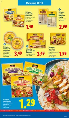 Anteprima del volantino El Tequito Mini tortillas, Gusto aglio, spinaci o pomodoro, 240 g confezione valido a partire dal 20.10.2025 | Pagina: 23