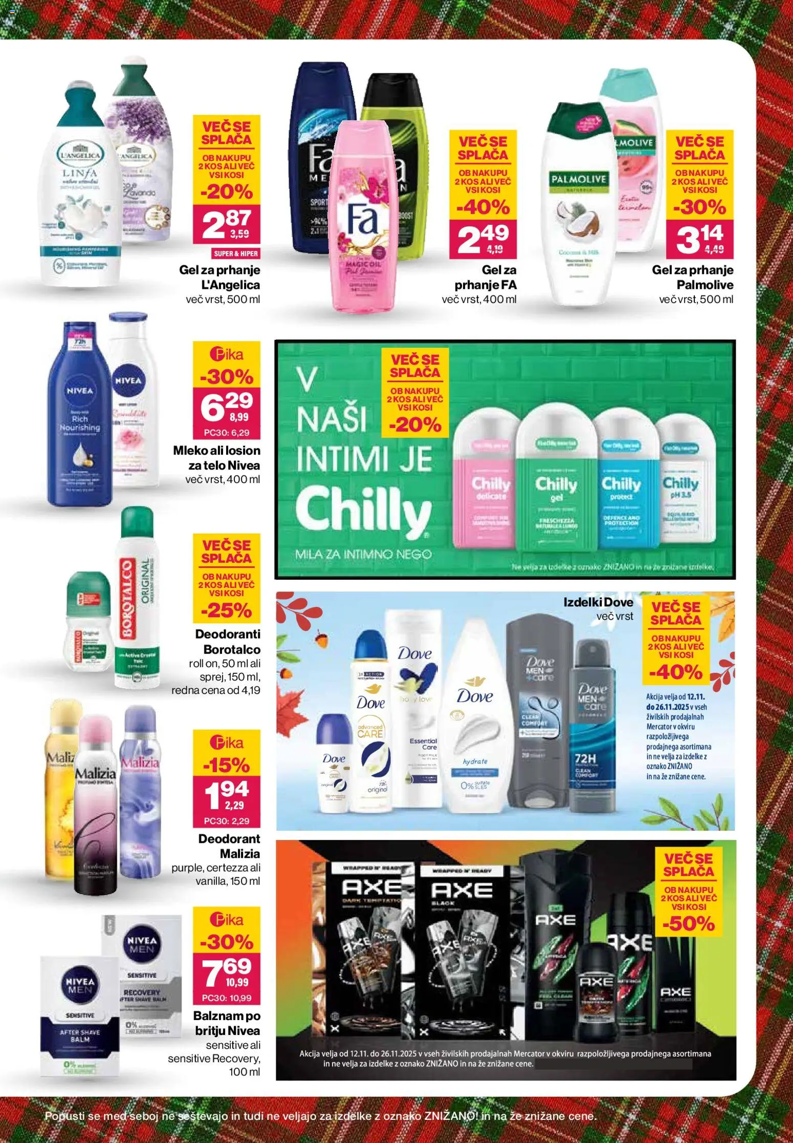 Novi Mercator katalog ponudbe – veljaven od 12.11.2025 | Stran: 5 | Izdelki: Gel za prhanje, Kos, Mleko, Deodorant